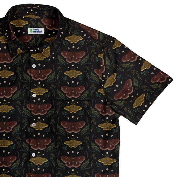 Episodic Moth Fall Button Up Shirt - XS - Hawaiian Shirt - No Pocket -
