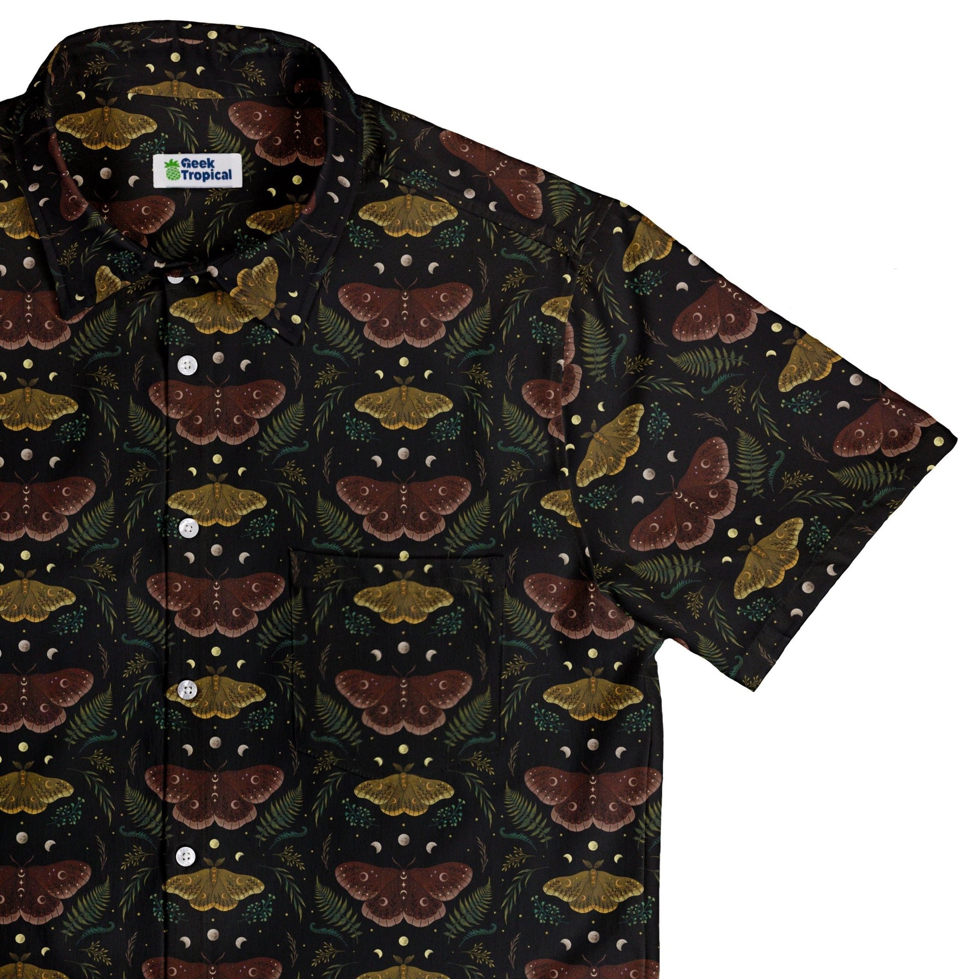 Episodic Moth Fall Button Up Shirt - XS - Hawaiian Shirt - No Pocket -