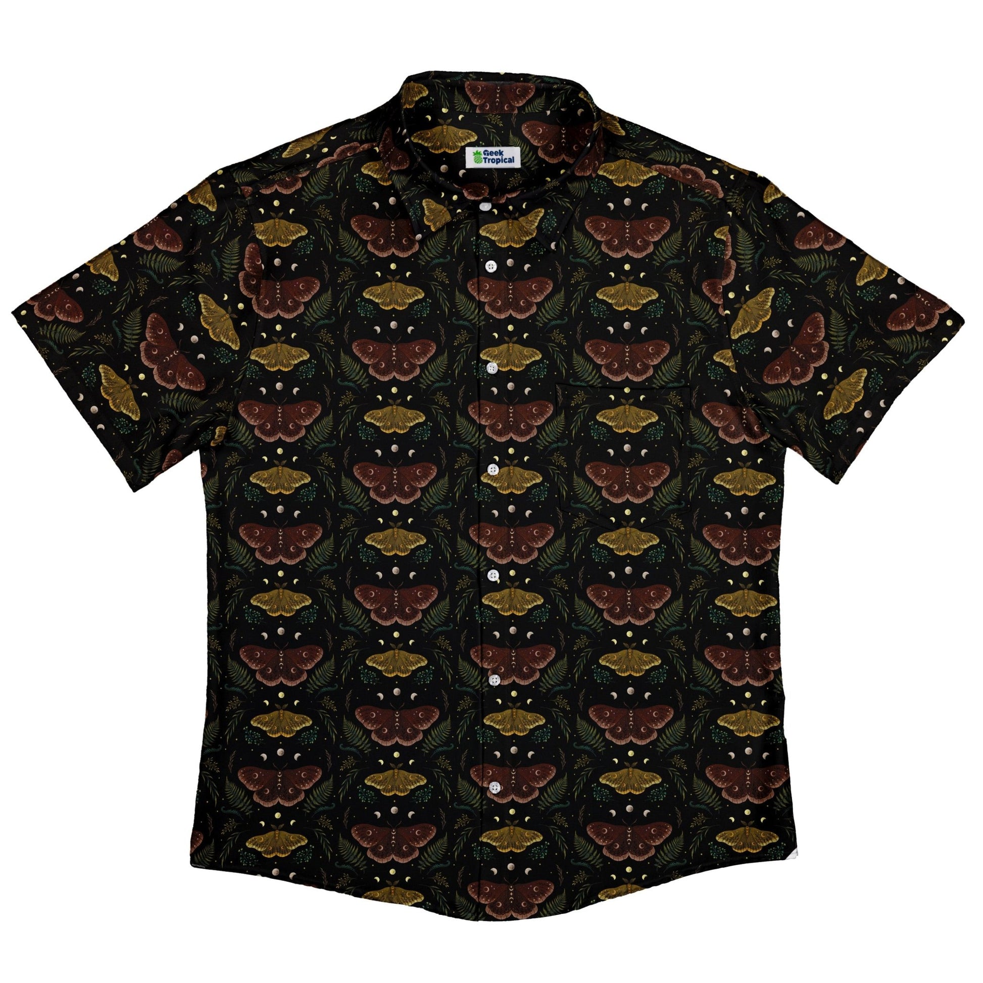 Episodic Moth Fall Button Up Shirt - XS - Button Down Shirt - No Pocket -