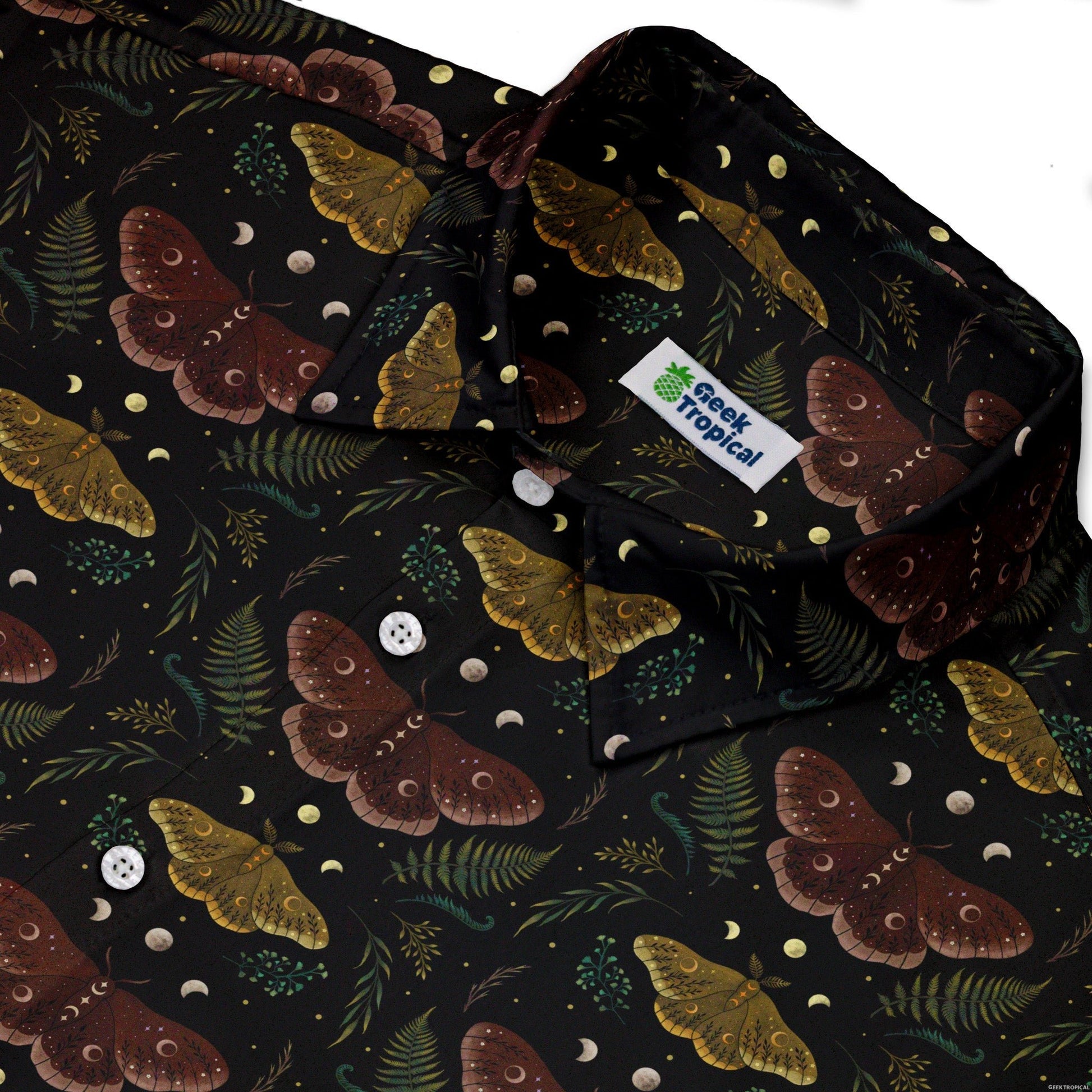 Episodic Moth Fall Button Up Shirt - XS - Hawaiian Shirt - No Pocket -