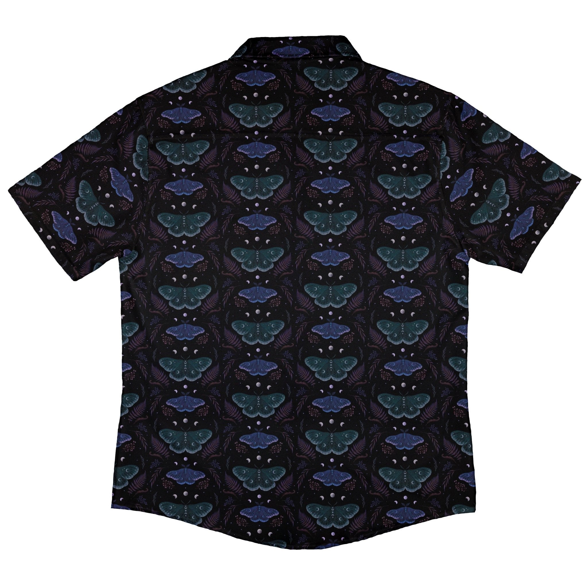 Episodic Moths Black Button Up Shirt - XS - Hawaiian Shirt - No Pocket -