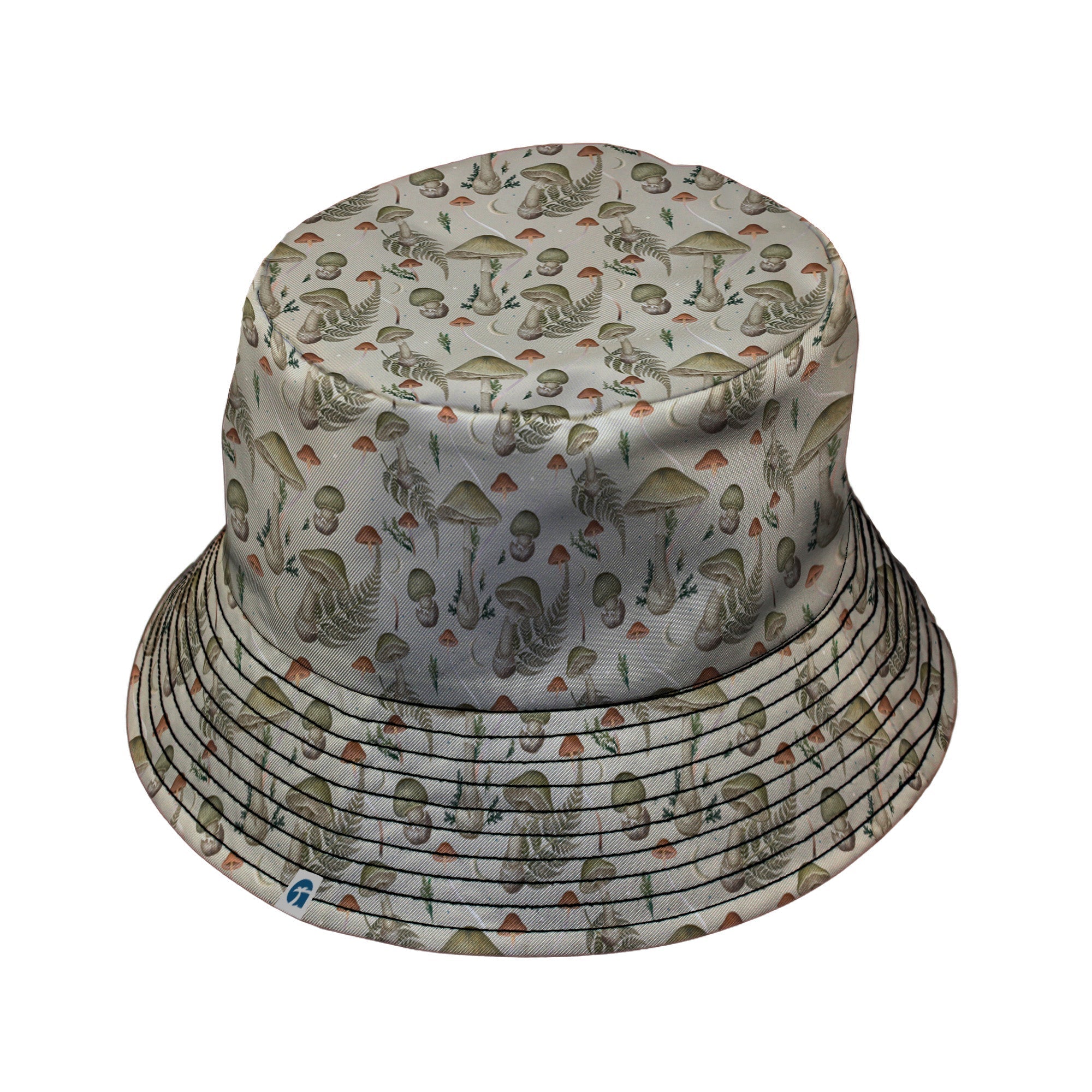 Episodic Mushroom Green Bucket Hat - M - Black Stitching - -