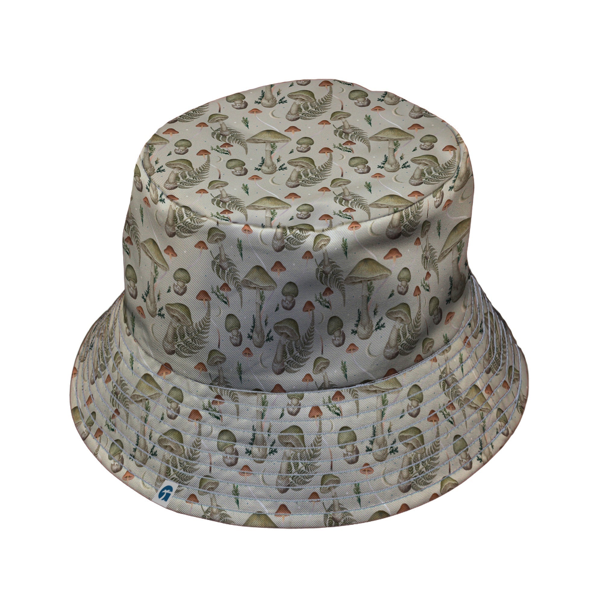 Episodic Mushroom Green Bucket Hat - M - Grey Stitching - -