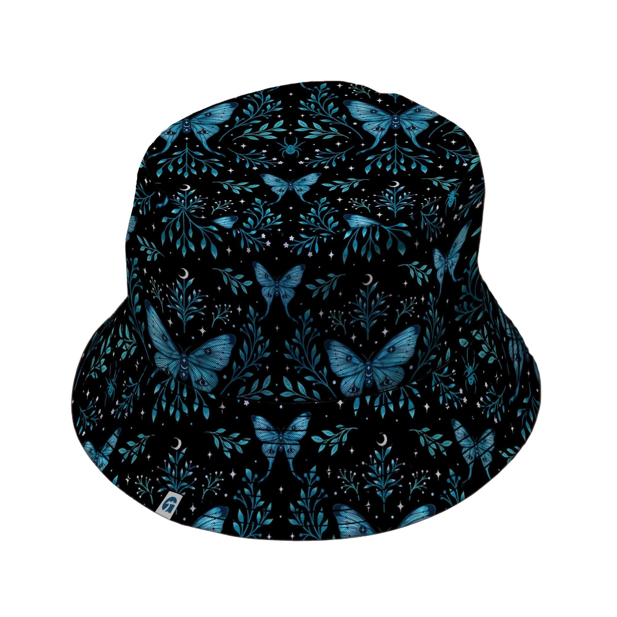 Episodic Mystical Butterfly Blue Bucket Hat - M - Black Stitching - -