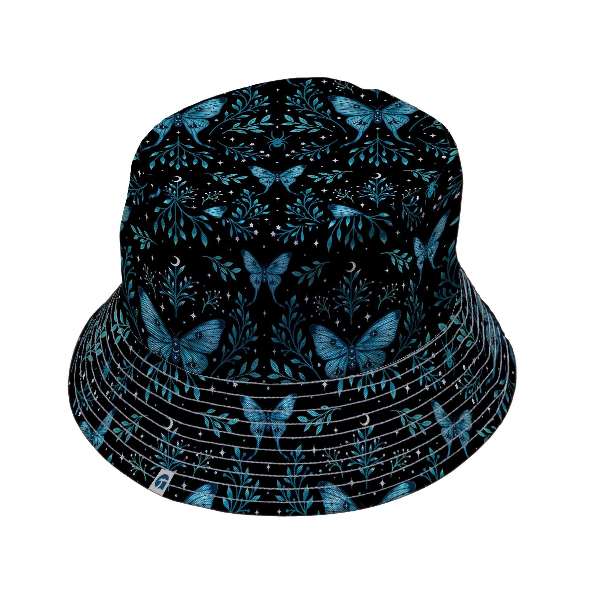 Episodic Mystical Butterfly Blue Bucket Hat - M - Grey Stitching - -