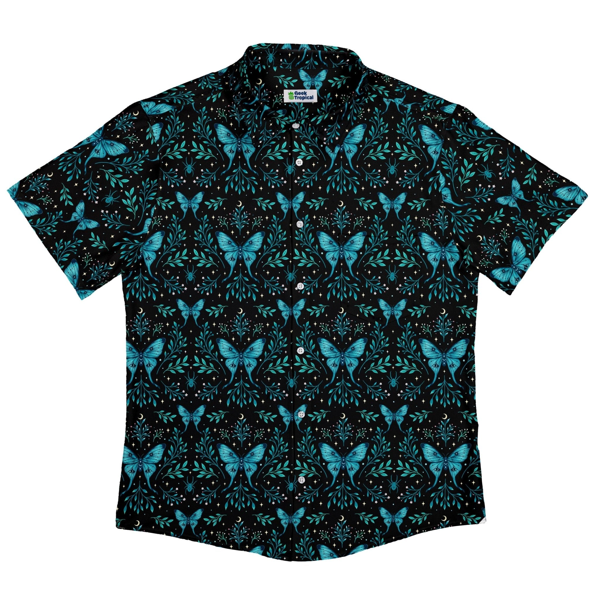 Episodic Mystical Butterfly Blue Button Up Shirt - XS - Button Down Shirt - No Pocket -