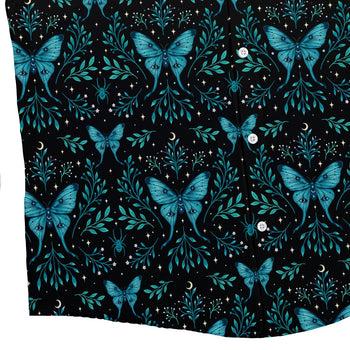 Episodic Mystical Butterfly Blue Button Up Shirt - XS - Hawaiian Shirt - No Pocket -