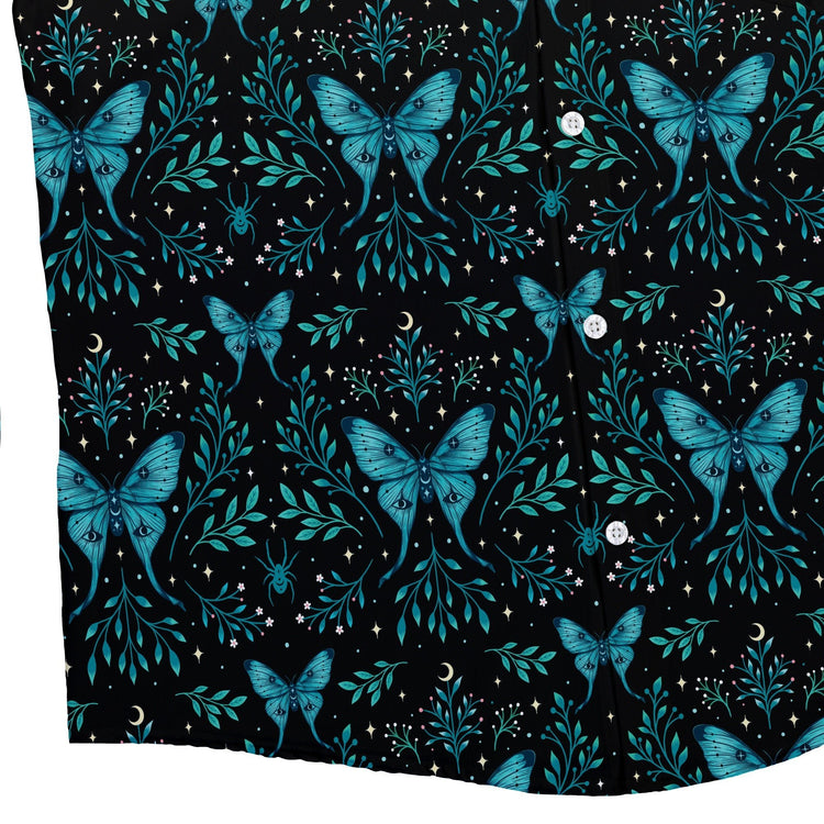Episodic Mystical Butterfly Blue Button Up Shirt - XS - Hawaiian Shirt - No Pocket -