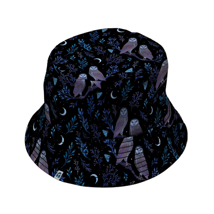 Episodic Owl Floral Bucket Hat - M - Black Stitching - -