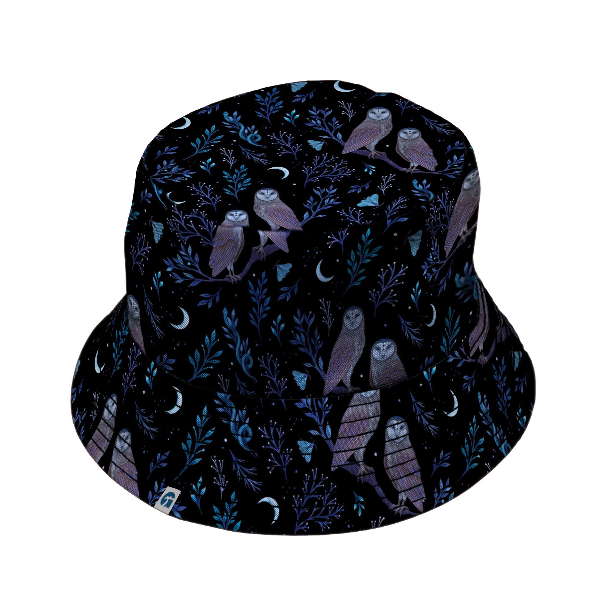 Episodic Owl Floral Bucket Hat - M - Black Stitching - -