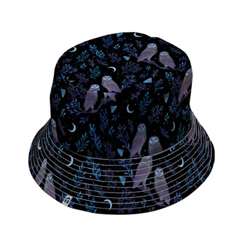 Episodic Owl Floral Bucket Hat - M - Grey Stitching - -
