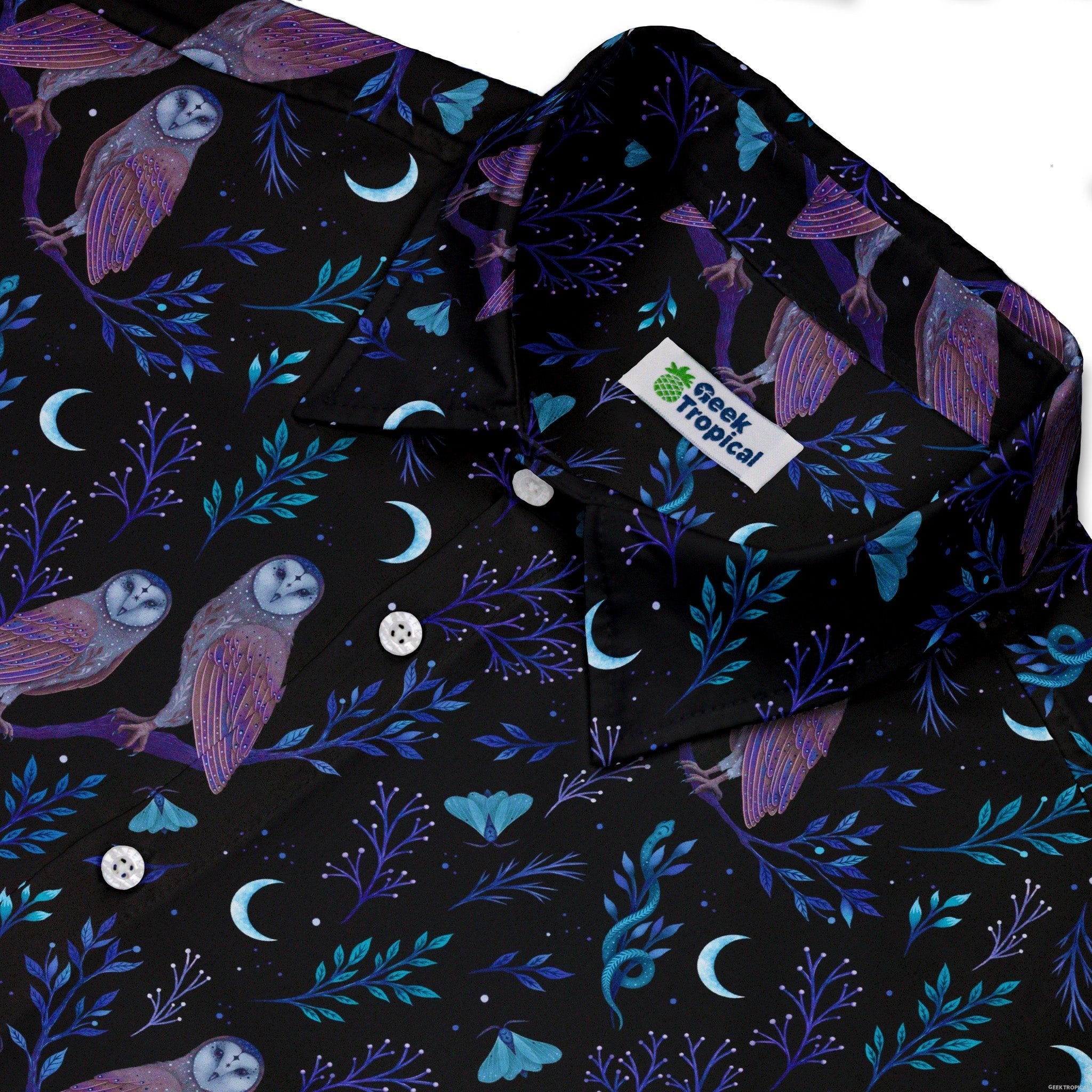 Episodic Owl Floral Button Up Shirt - XS - Hawaiian Shirt - No Pocket -