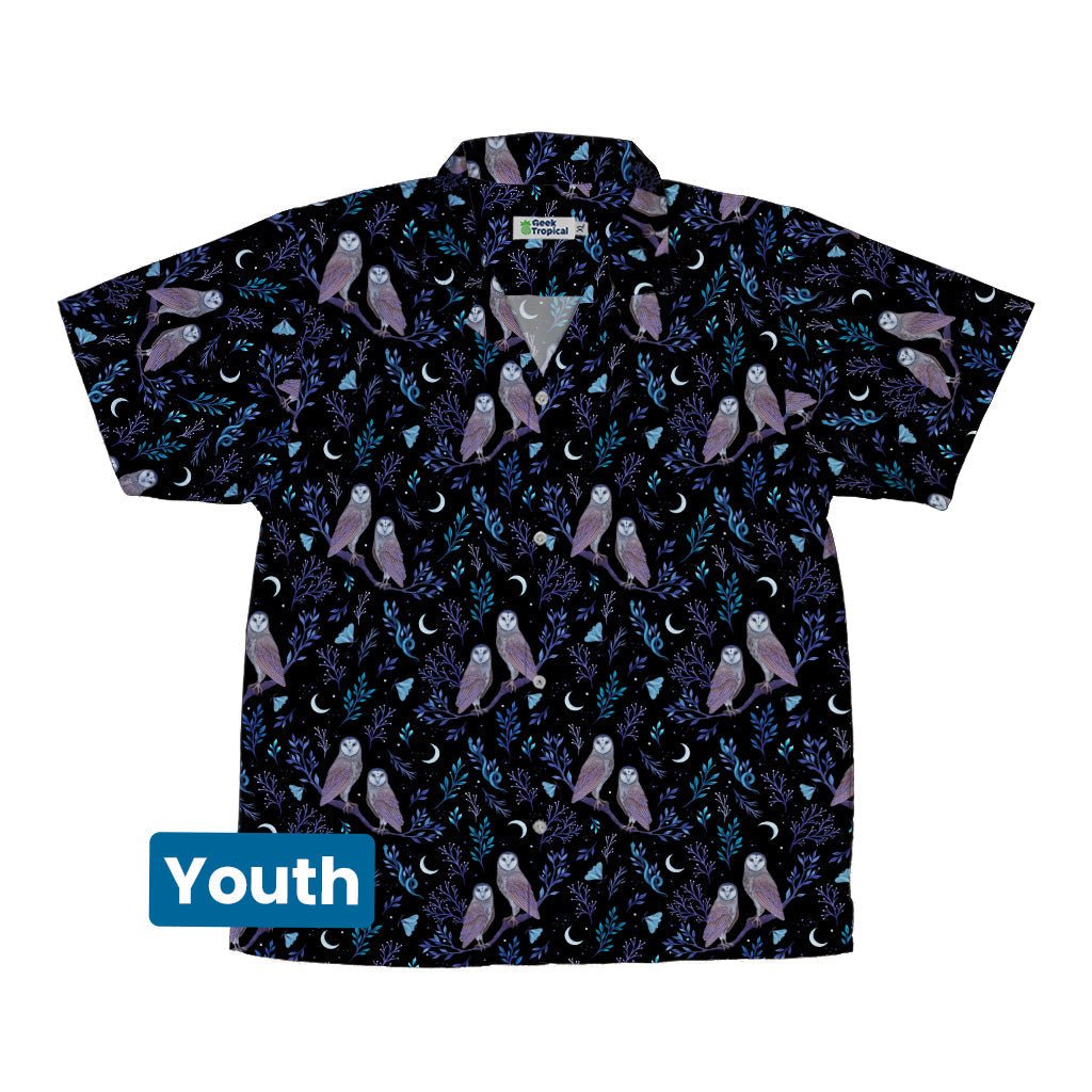 Episodic Owl Floral Youth Hawaiian Shirt - YXS - -