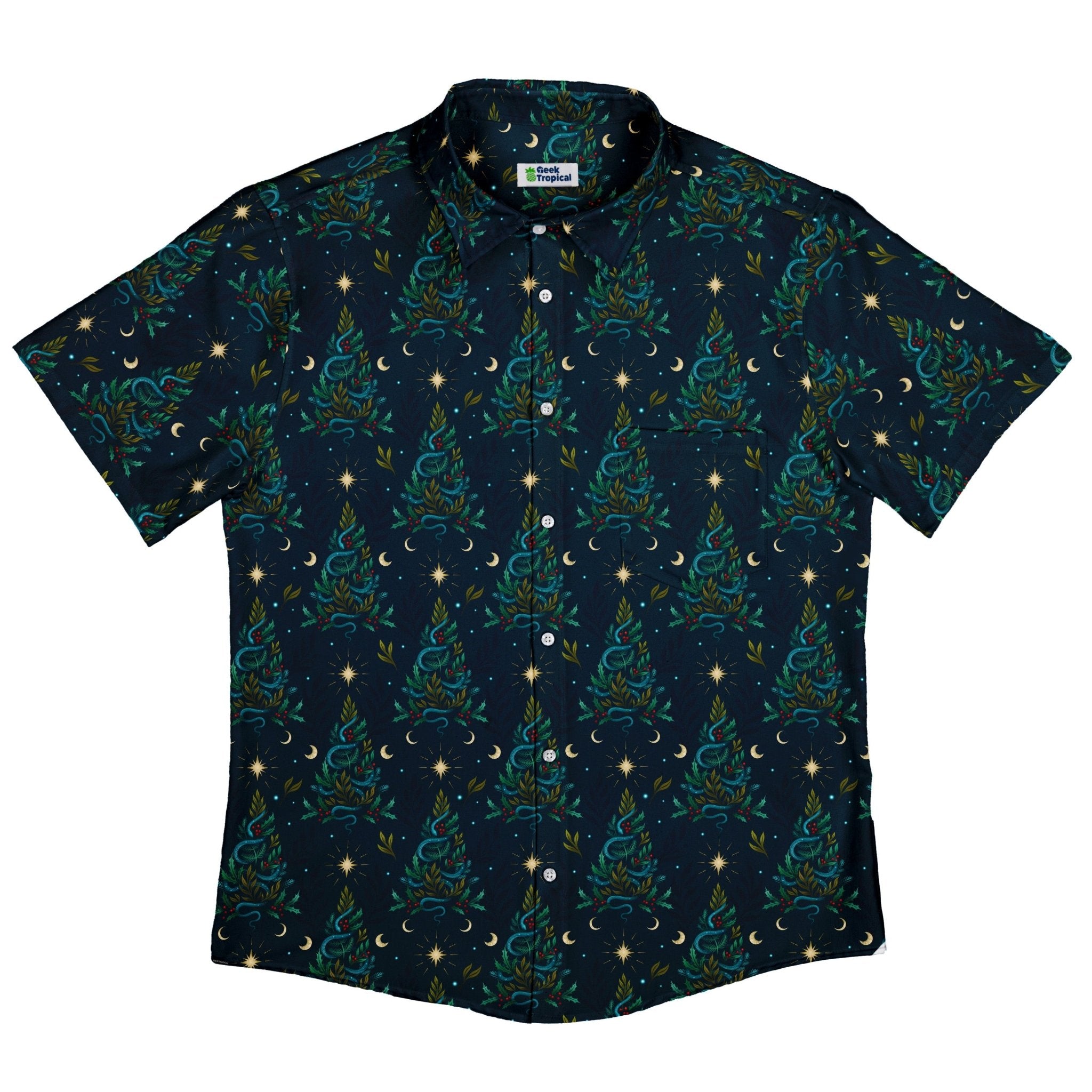 Episodic Serpent Christmas Button Up Shirt - XS - Button Down Shirt - No Pocket -