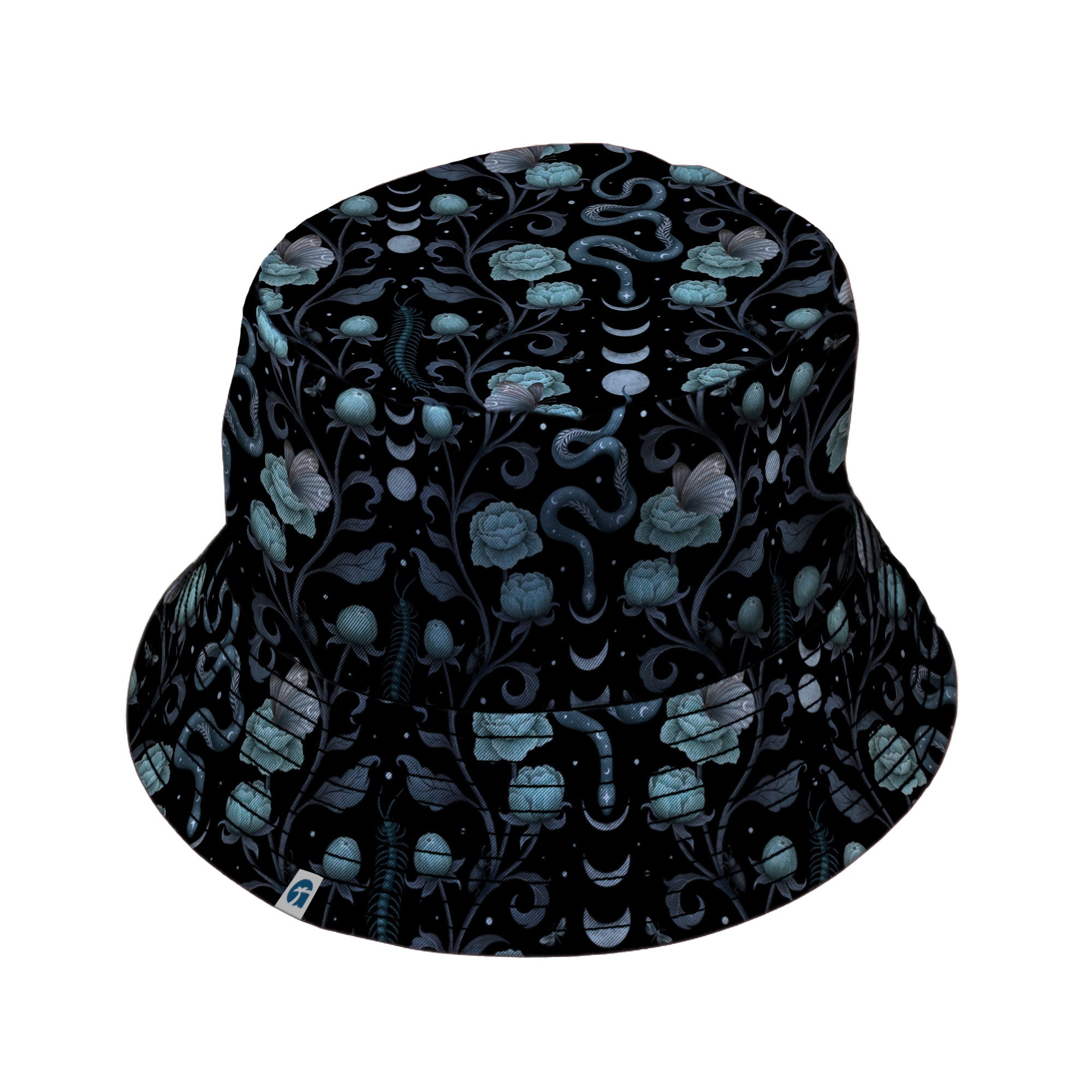 Episodic Serpent Garden Blue Bucket Hat - M - Black Stitching - -