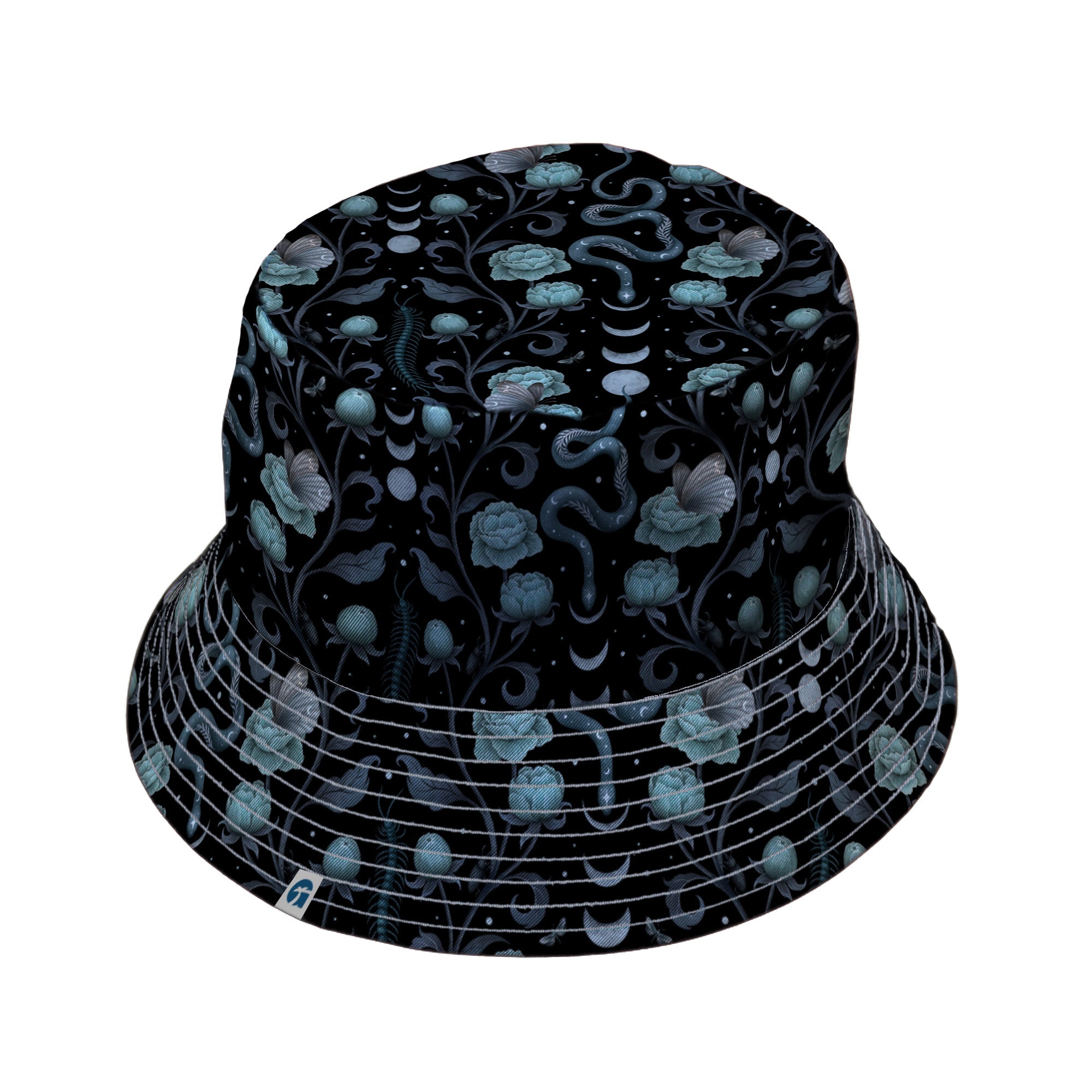 Episodic Serpent Garden Blue Bucket Hat - M - Grey Stitching - -