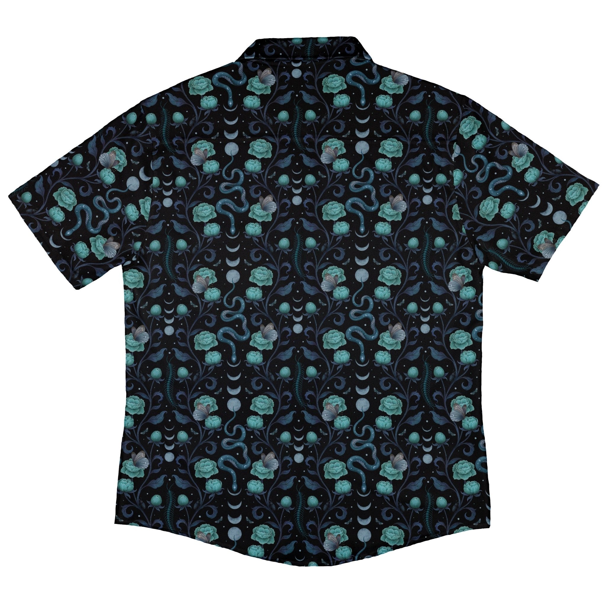 Episodic Serpent Garden Blue Button Up Shirt - XS - Hawaiian Shirt - No Pocket -