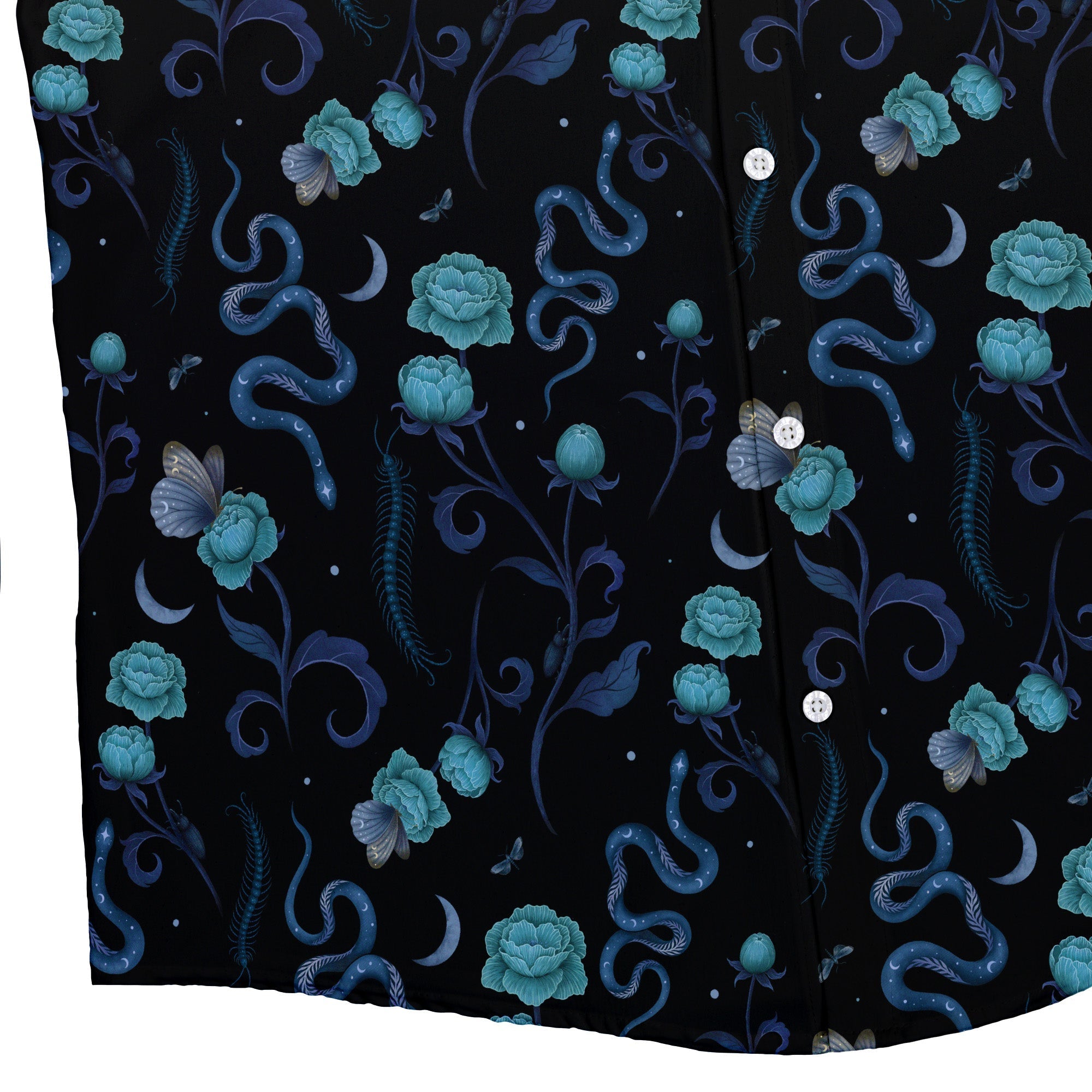 Episodic Serpent Garden Blue Space Button Up Shirt - XS - Hawaiian Shirt - No Pocket -