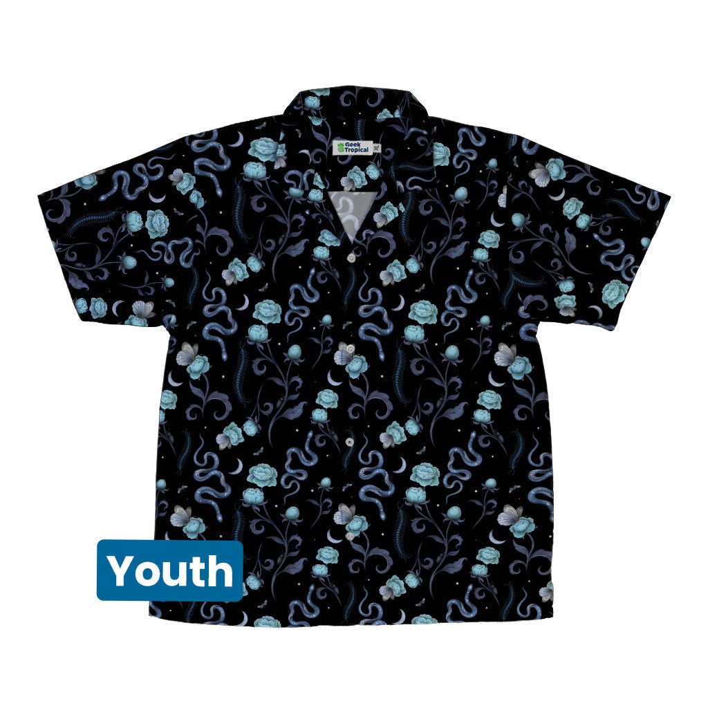 Episodic Serpent Garden Blue Space Youth Hawaiian Shirt - YXS - -