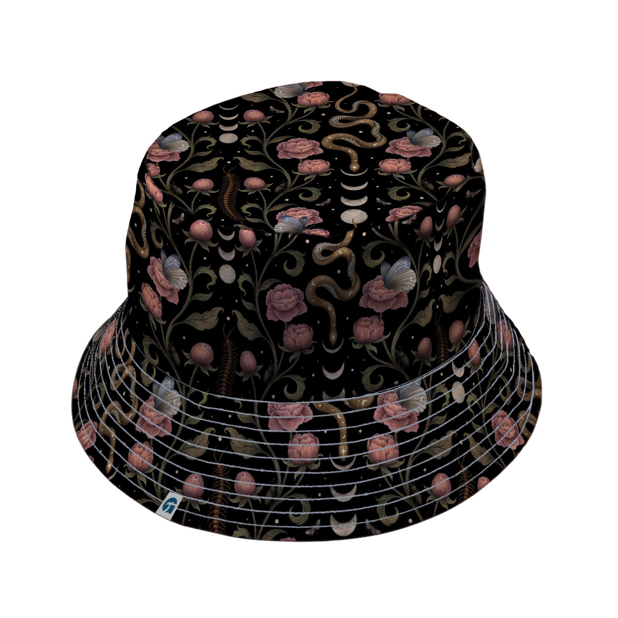 Episodic Serpent Garden Pink Bucket Hat - M - Grey Stitching - -