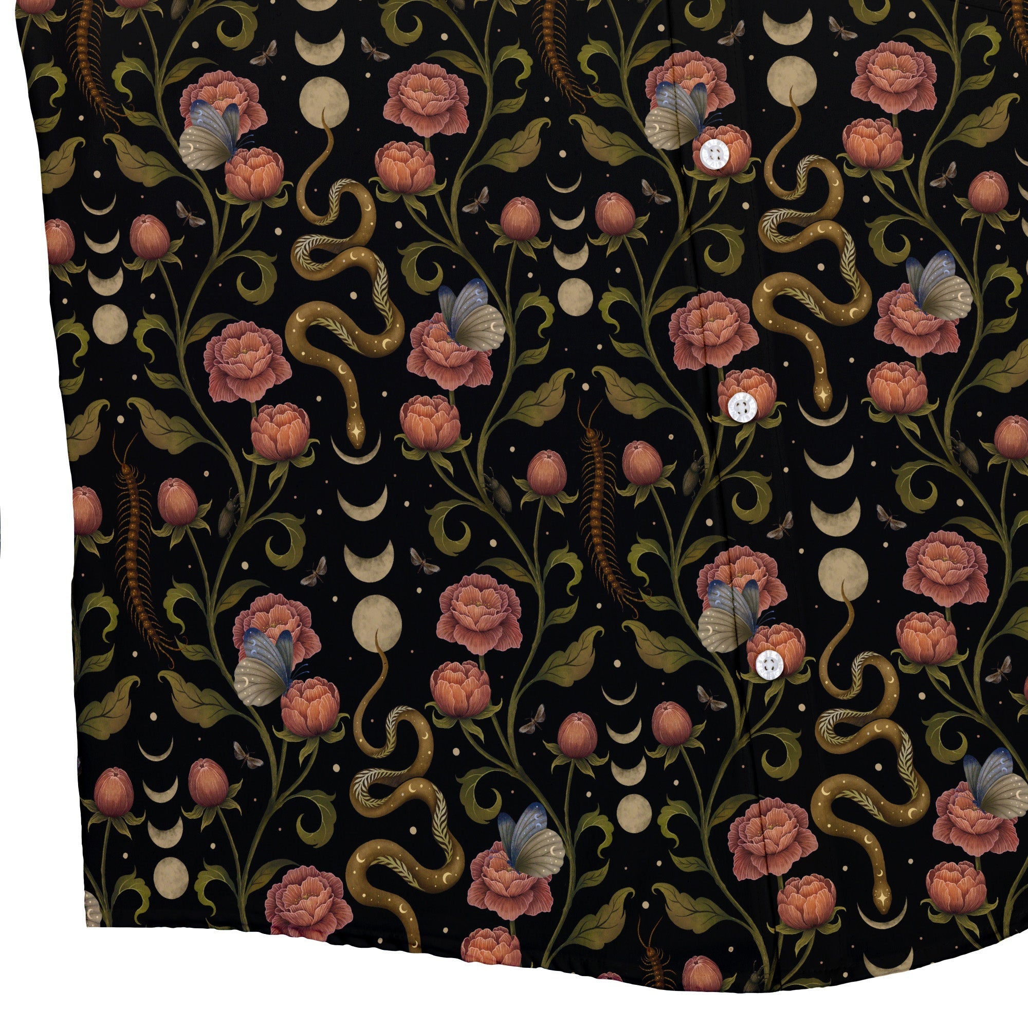 Episodic Serpent Garden Pink Button Up Shirt - XS - Hawaiian Shirt - No Pocket -