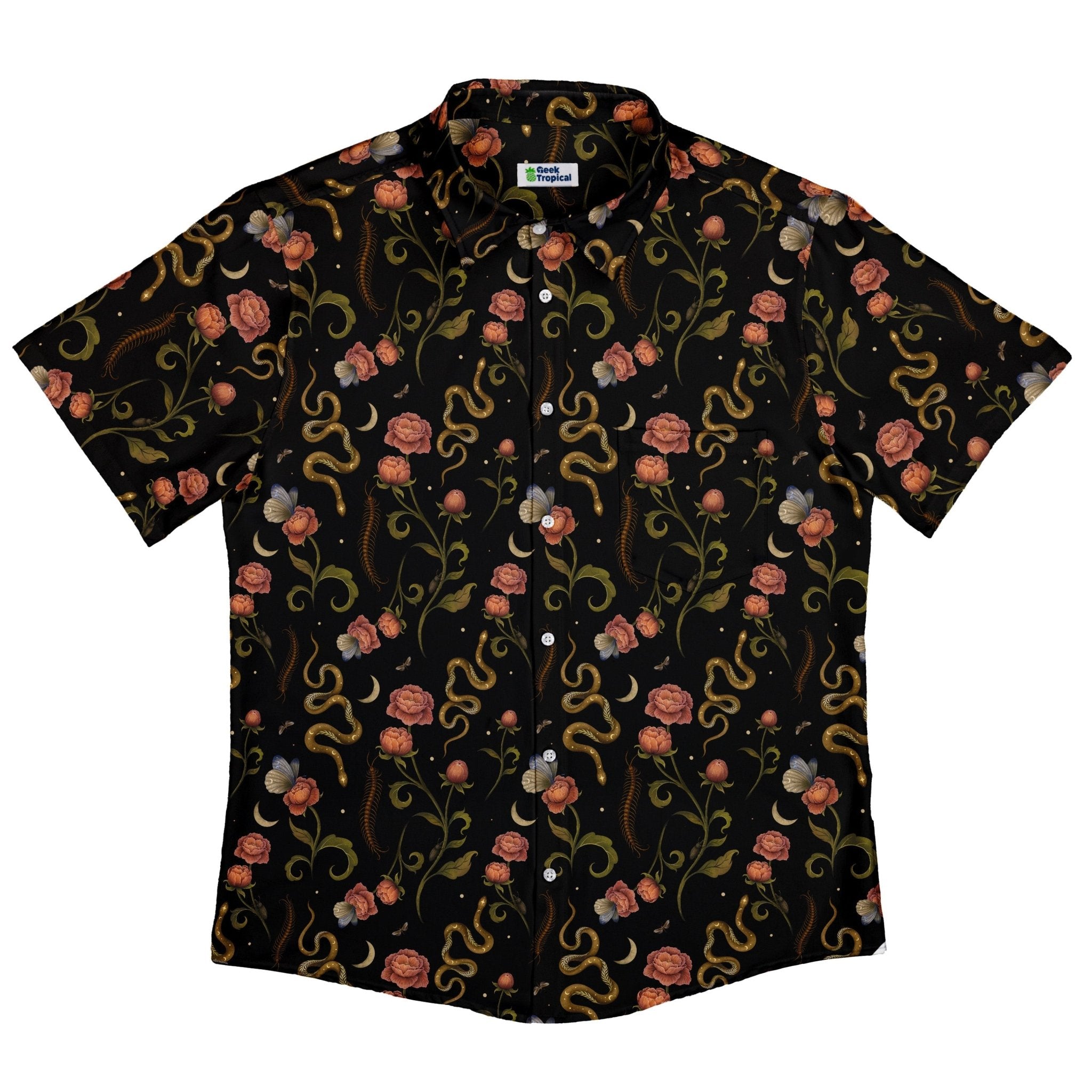 Episodic Serpent Garden Pink Space Button Up Shirt - XS - Button Down Shirt - No Pocket -