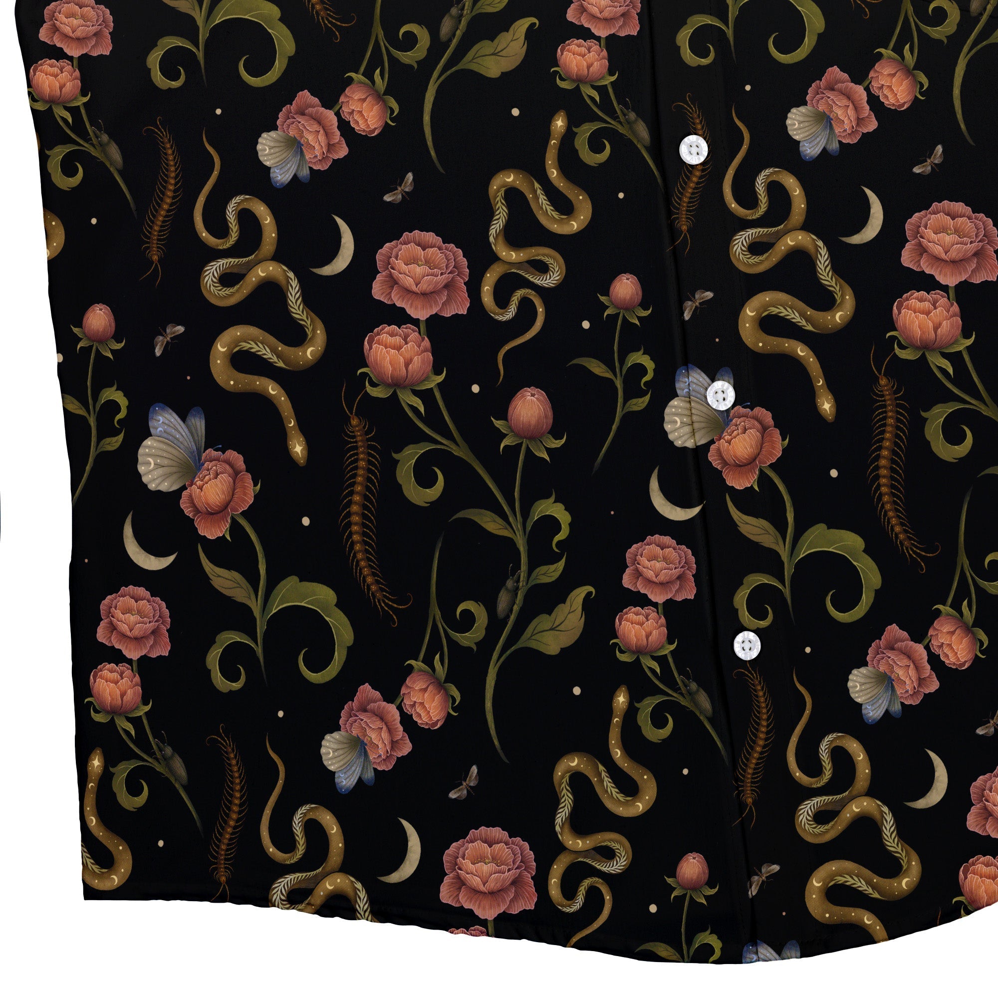 Episodic Serpent Garden Pink Space Button Up Shirt - XS - Hawaiian Shirt - No Pocket -
