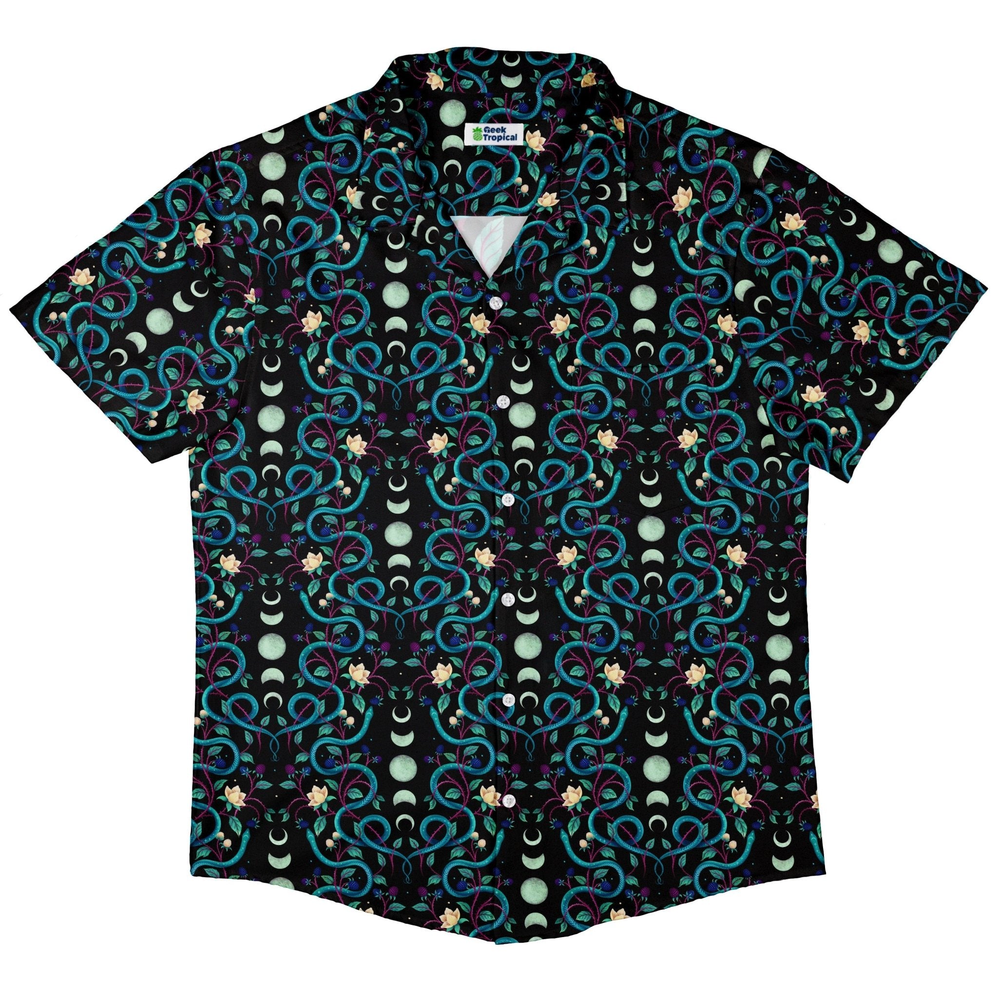 Episodic Serpent Moon Button Up Shirt - XS - Hawaiian Shirt - No Pocket -