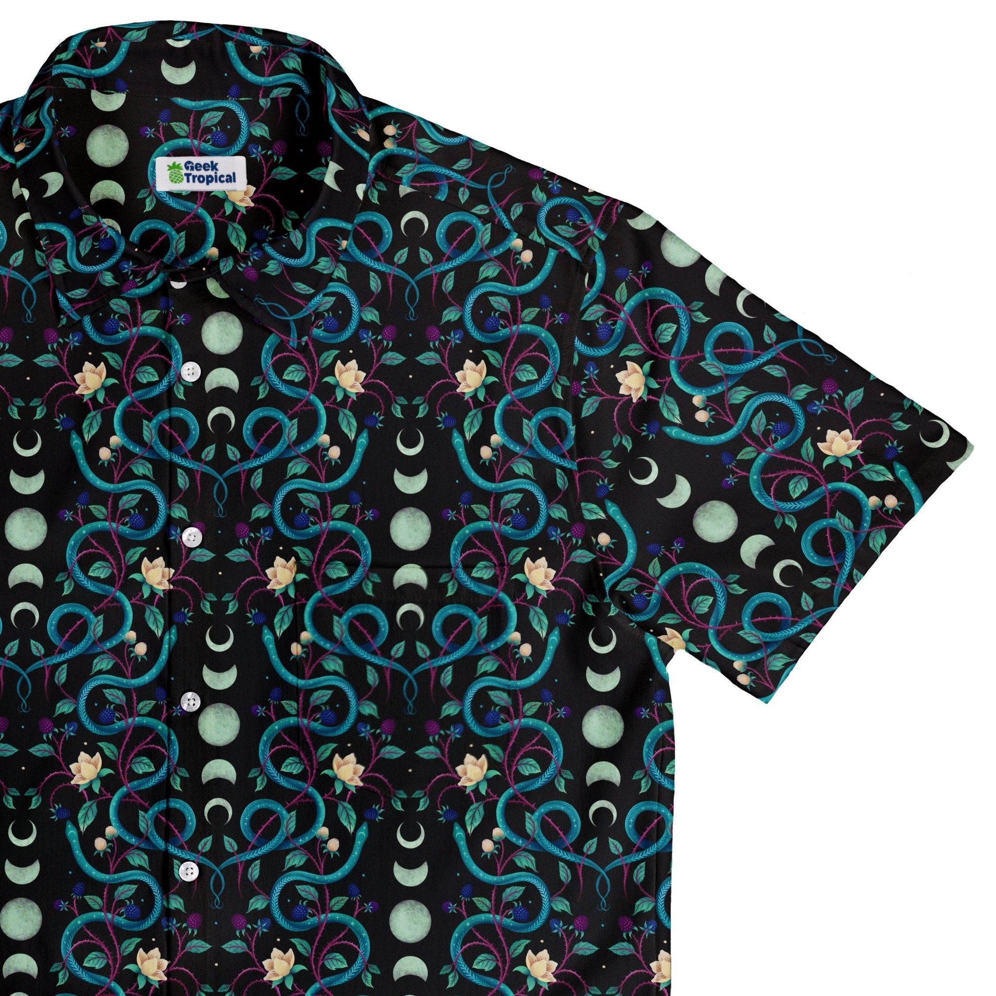 Episodic Serpent Moon Button Up Shirt - XS - Hawaiian Shirt - No Pocket -