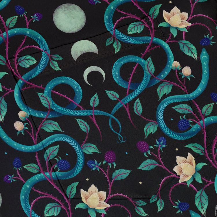 Episodic Serpent Moon Button Up Shirt - XS - Hawaiian Shirt - No Pocket -