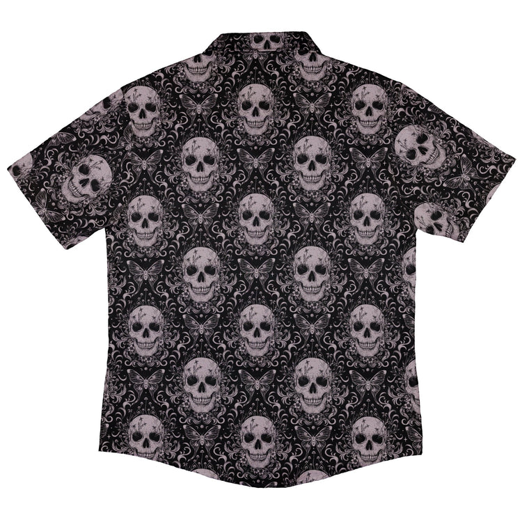 Episodic Skull Black White Button Up Shirt - XS - Hawaiian Shirt - No Pocket -