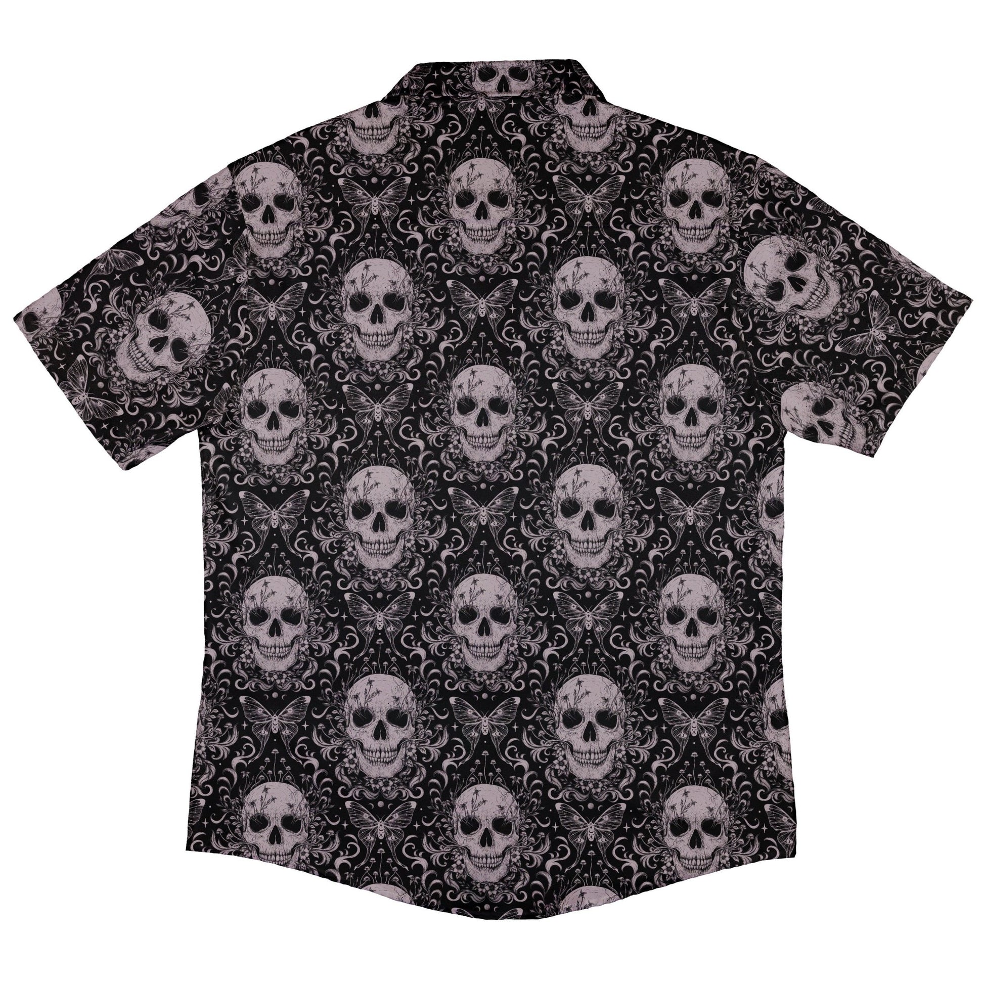 Episodic Skull Black White Button Up Shirt - XS - Hawaiian Shirt - No Pocket -
