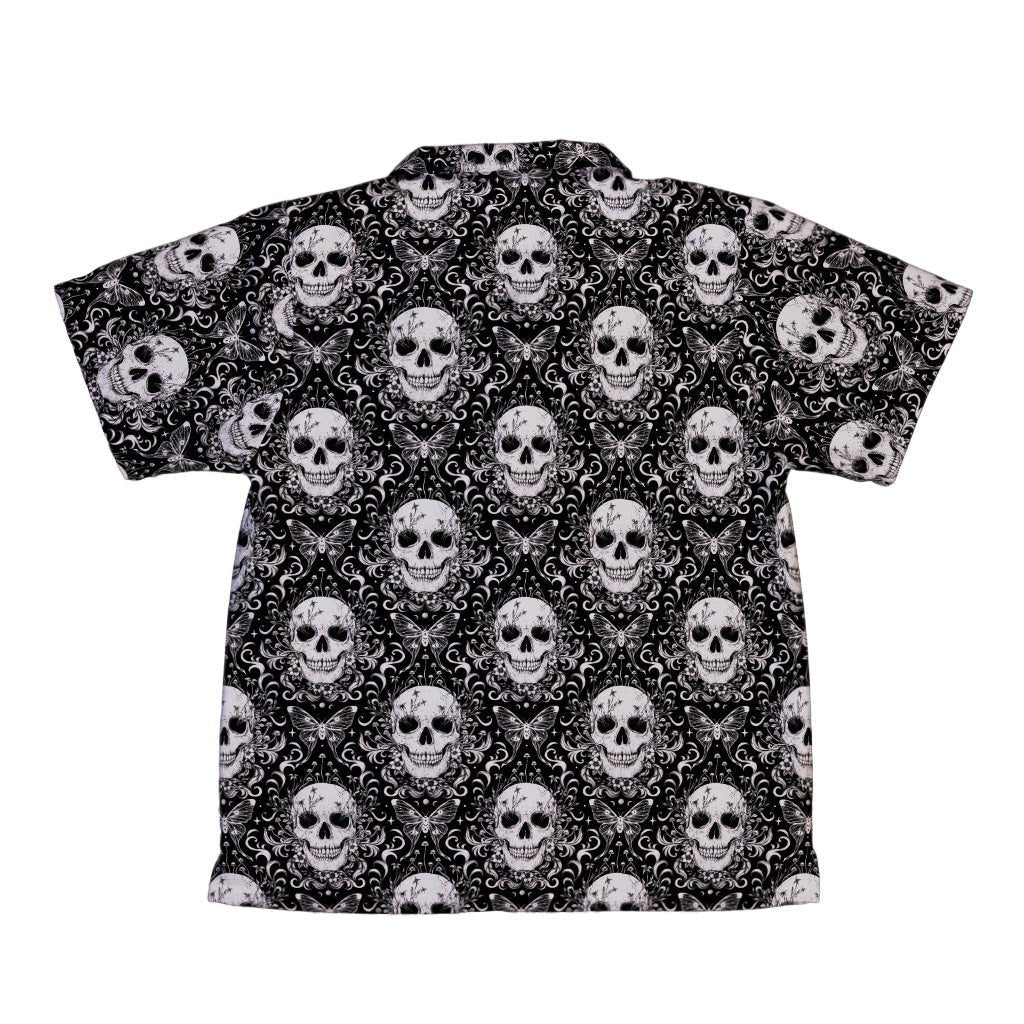 Episodic Skull Black White Youth Hawaiian Shirt - YXS - -