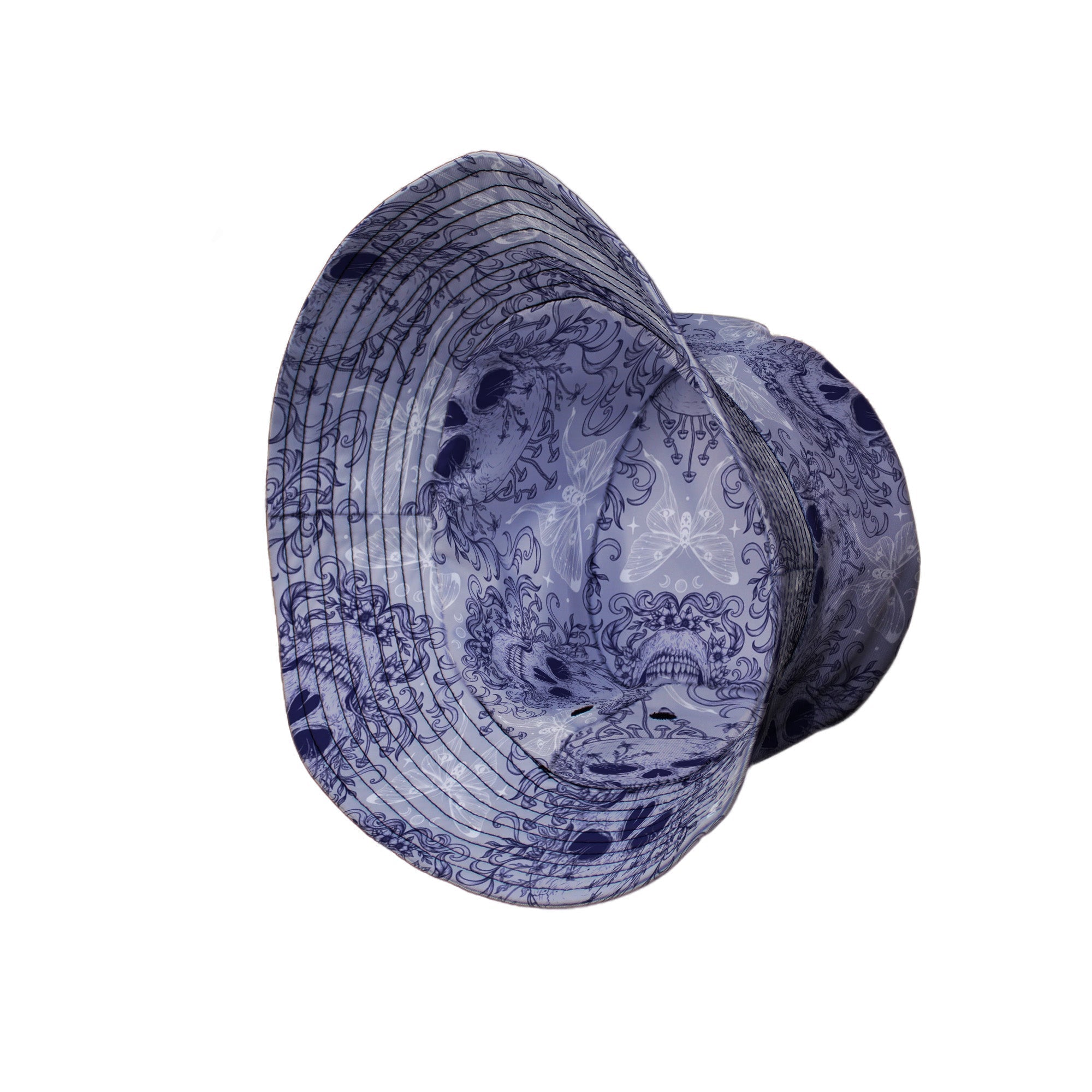 Episodic Skull Lavender Bucket Hat - M - Grey Stitching - -