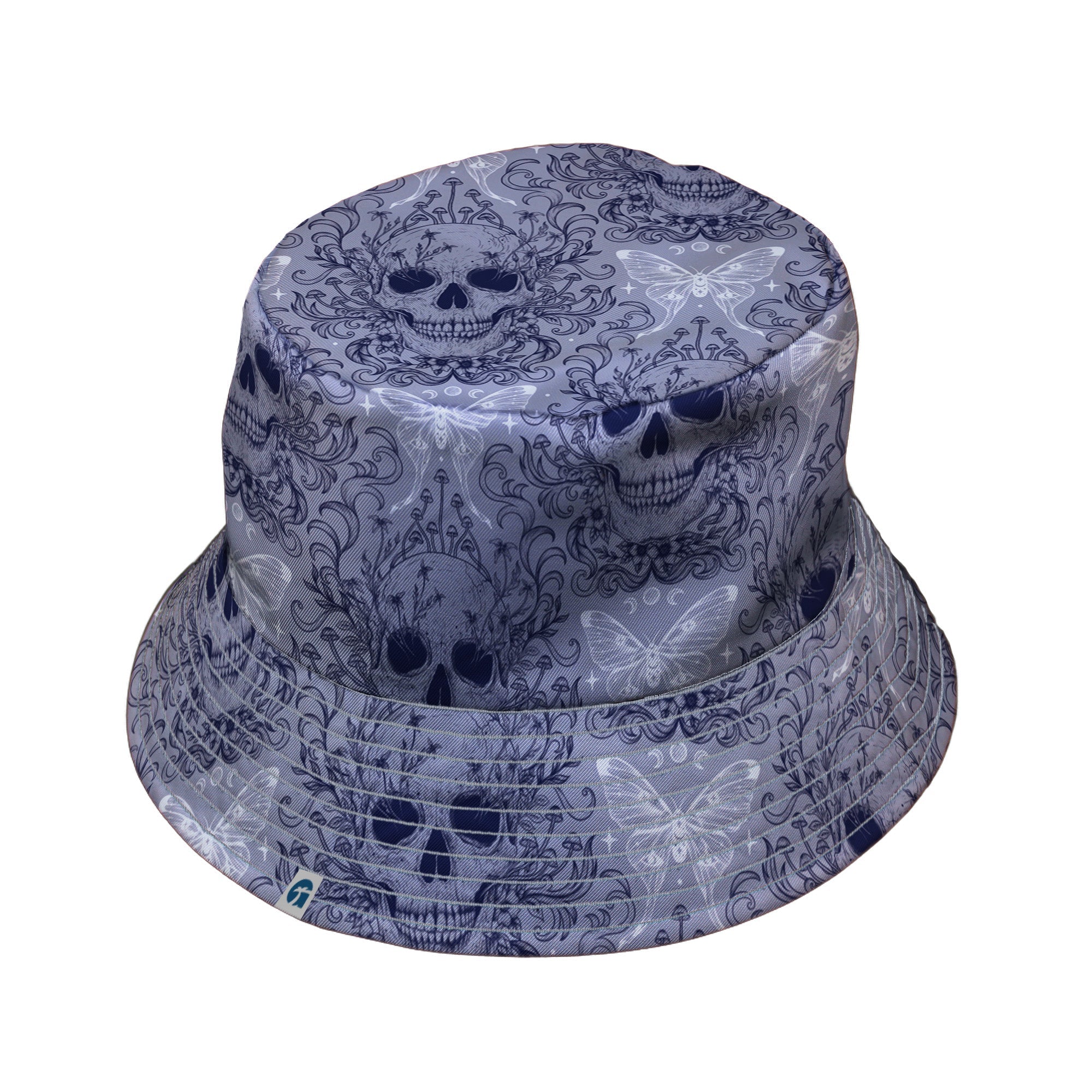 Episodic Skull Lavender Bucket Hat - M - Grey Stitching - -
