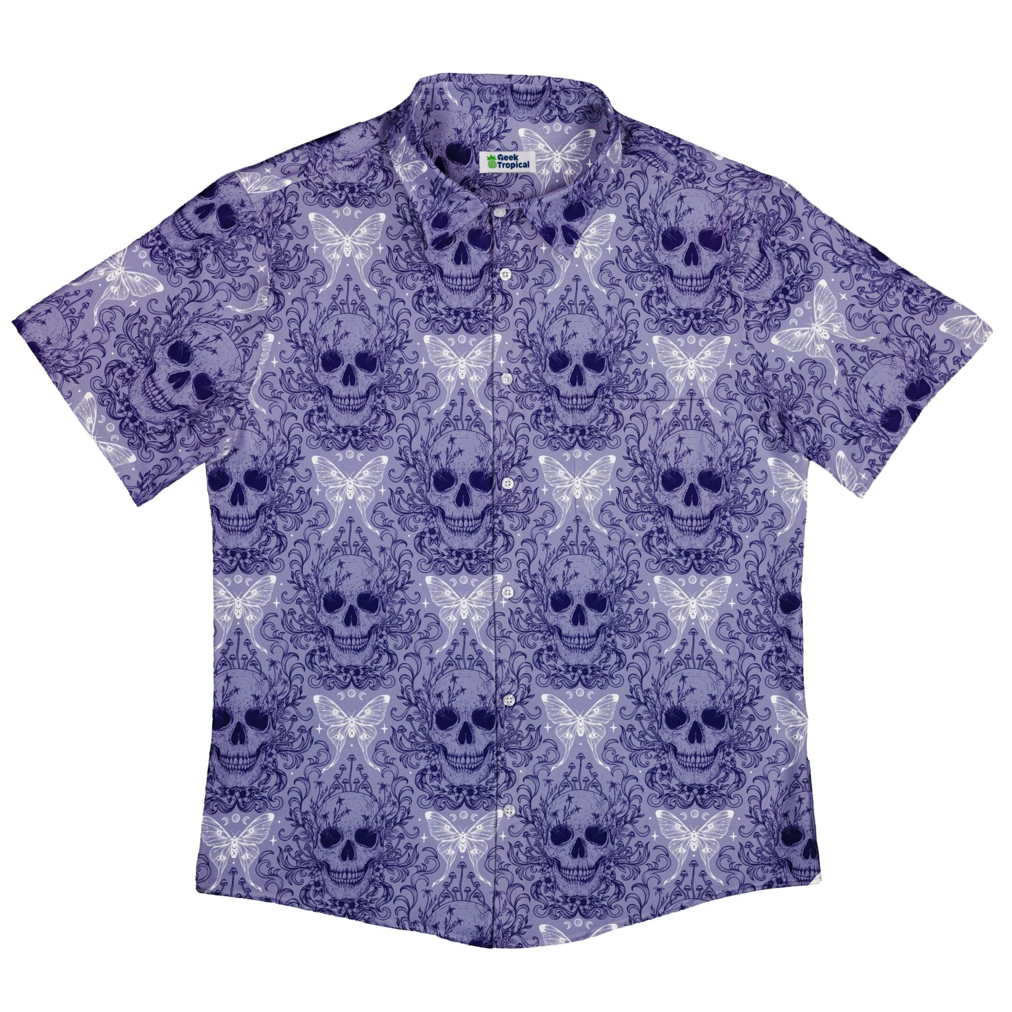 Episodic Skull Lavender Button Up Shirt - XS - Button Down Shirt - No Pocket -