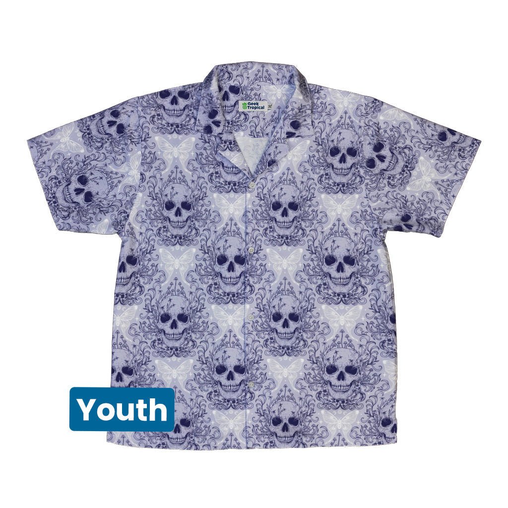Episodic Skull Lavender Youth Hawaiian Shirt - YXS - -