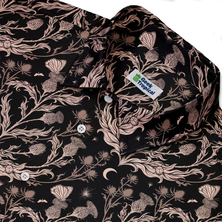Episodic Thistle Home Black White Button Up Shirt - XS - Hawaiian Shirt - No Pocket -