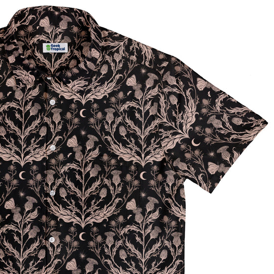 Episodic Thistle Home Black White Button Up Shirt - XS - Hawaiian Shirt - No Pocket -