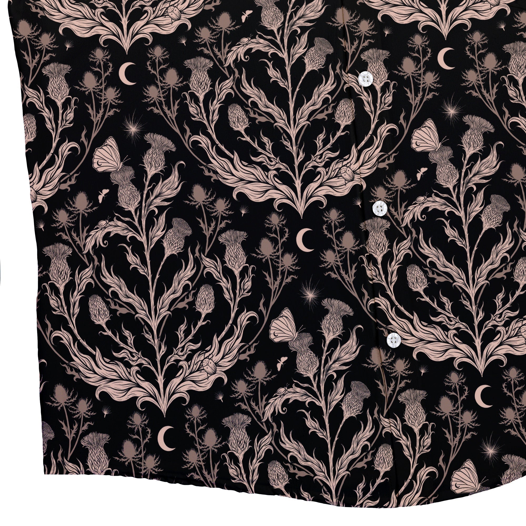 Episodic Thistle Home Black White Button Up Shirt - XS - Hawaiian Shirt - No Pocket -