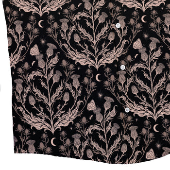 Episodic Thistle Home Black White Button Up Shirt - XS - Hawaiian Shirt - No Pocket -