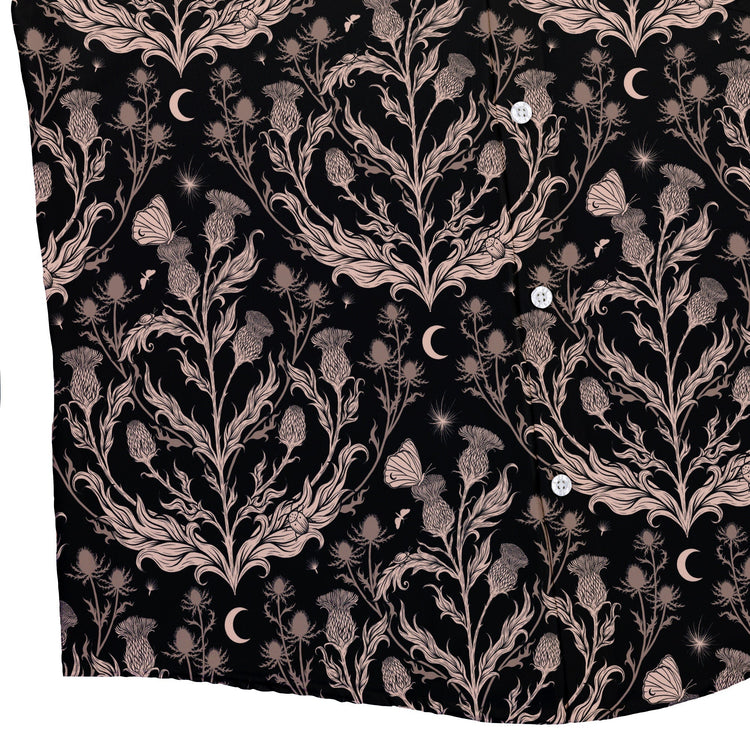 Episodic Thistle Home Black White Button Up Shirt - XS - Hawaiian Shirt - No Pocket -