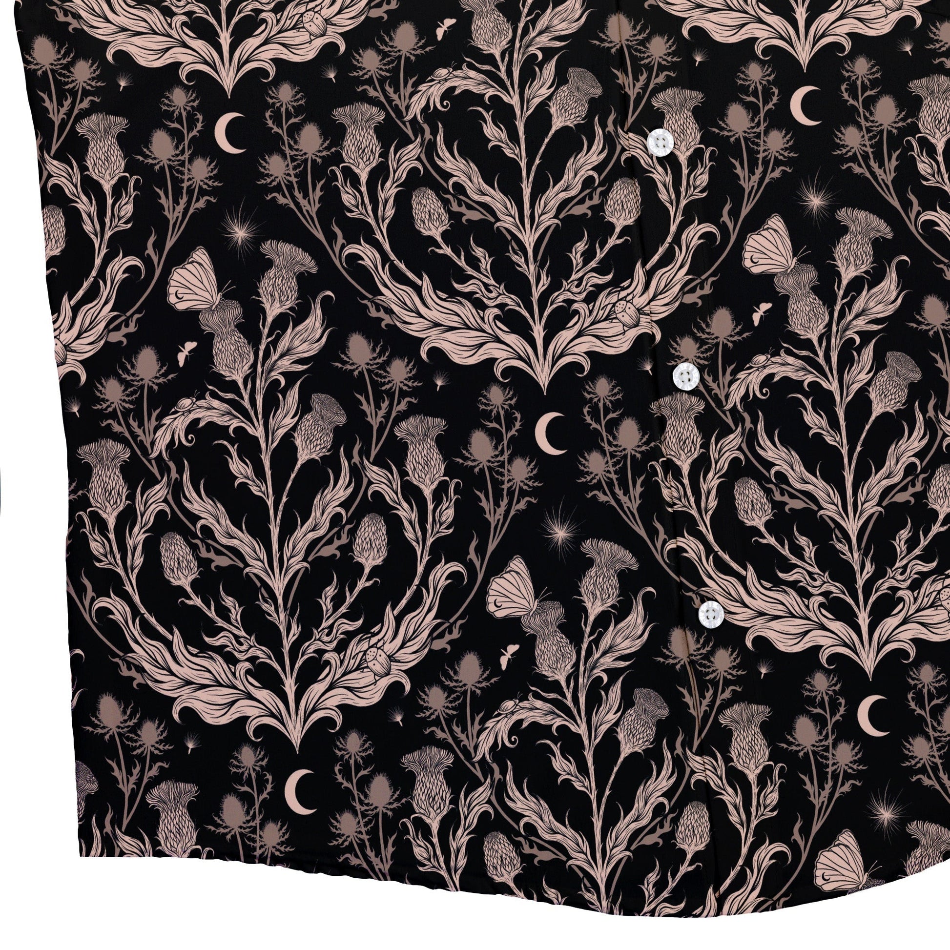 Episodic Thistle Home Black White Button Up Shirt - XS - Hawaiian Shirt - No Pocket -