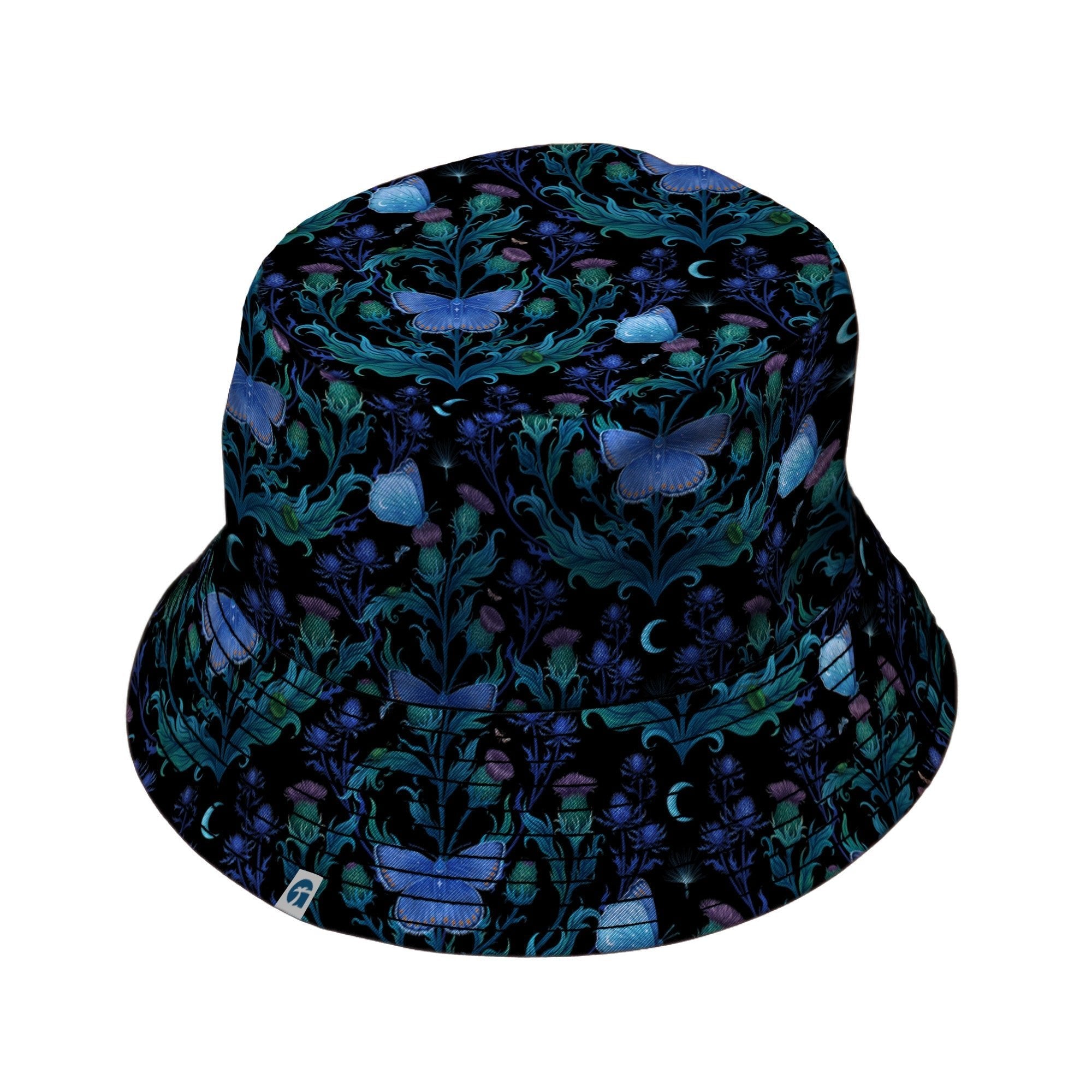 Episodic Thistle Moths Purple Bucket Hat - M - Black Stitching - -