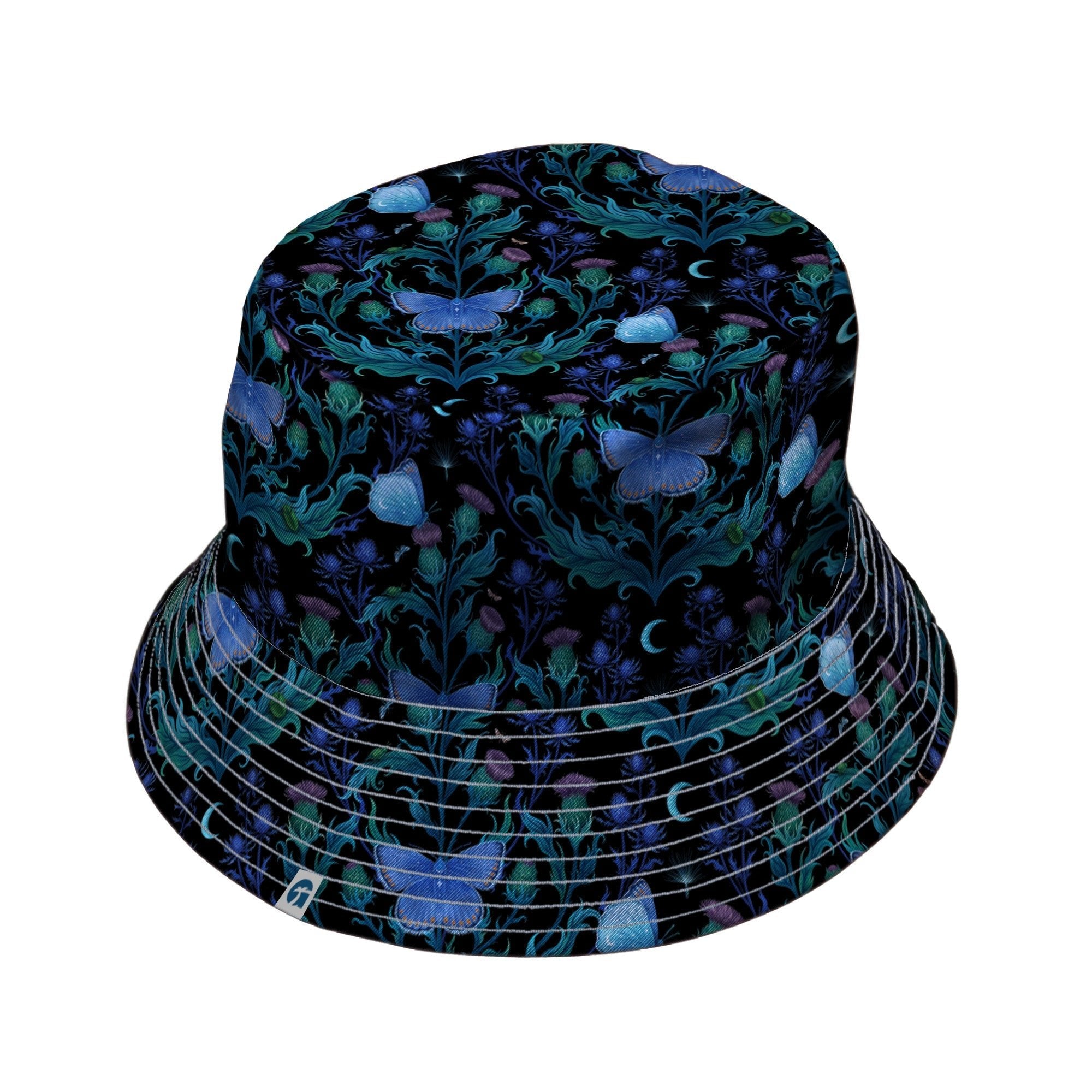 Episodic Thistle Moths Purple Bucket Hat - M - Grey Stitching - -