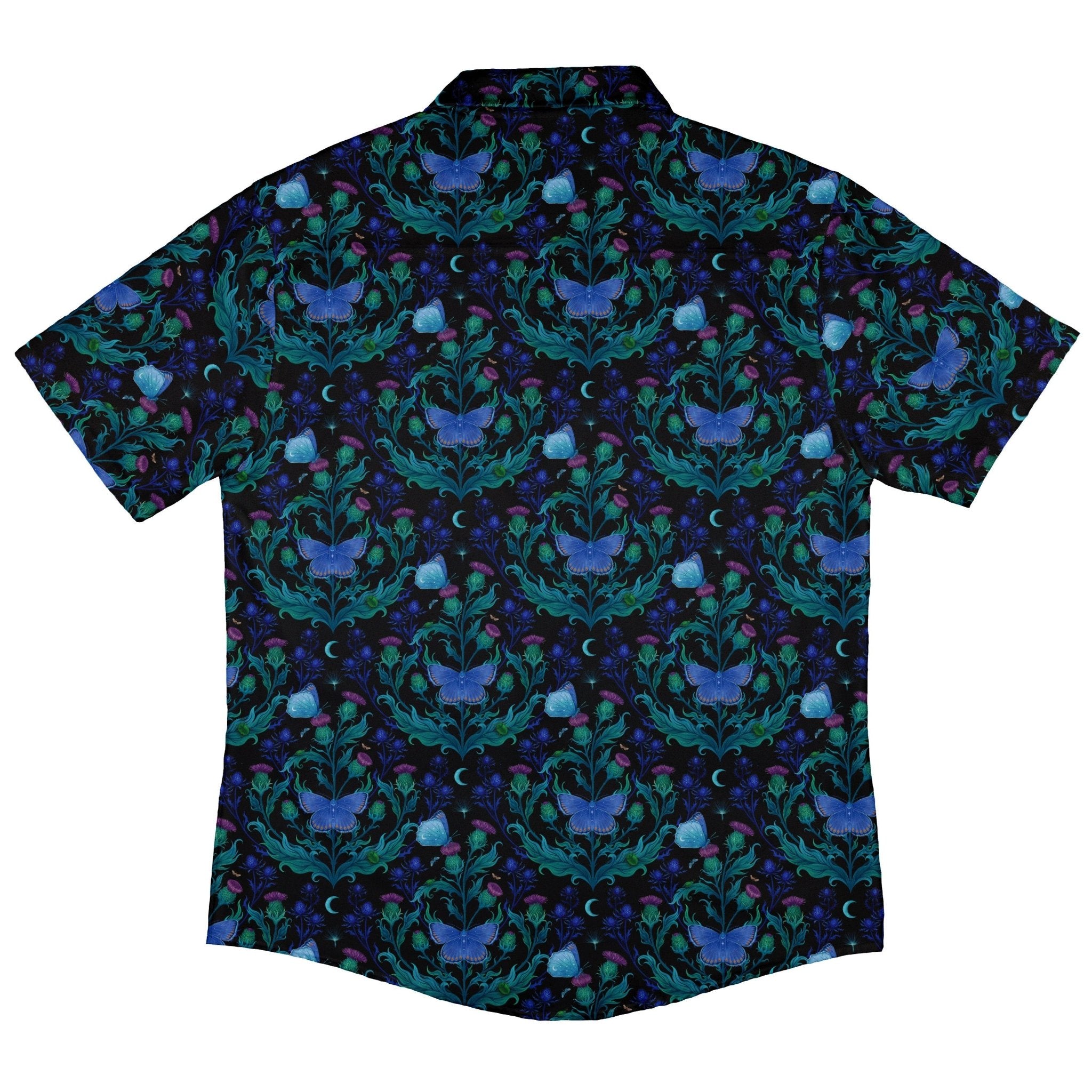Episodic Thistle Moths Purple Button Up Shirt - XS - Hawaiian Shirt - No Pocket -