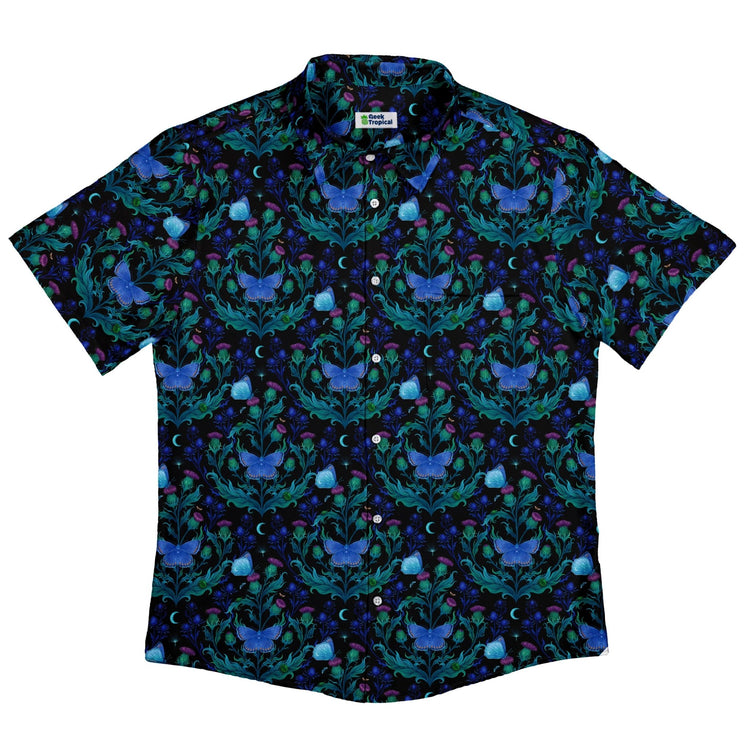 Episodic Thistle Moths Purple Button Up Shirt - XS - Button Down Shirt - No Pocket -