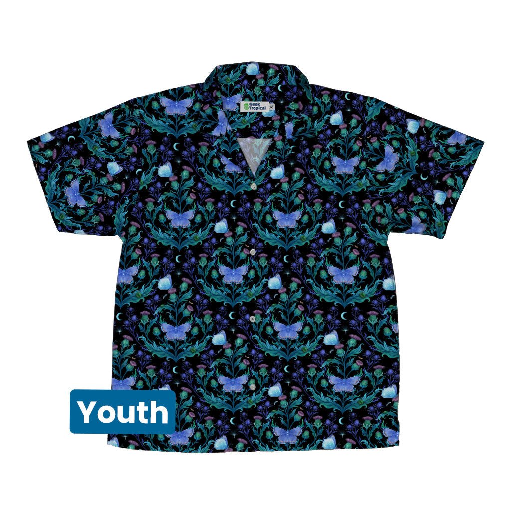Episodic Thistle Moths Purple Youth Hawaiian Shirt - YXS - -