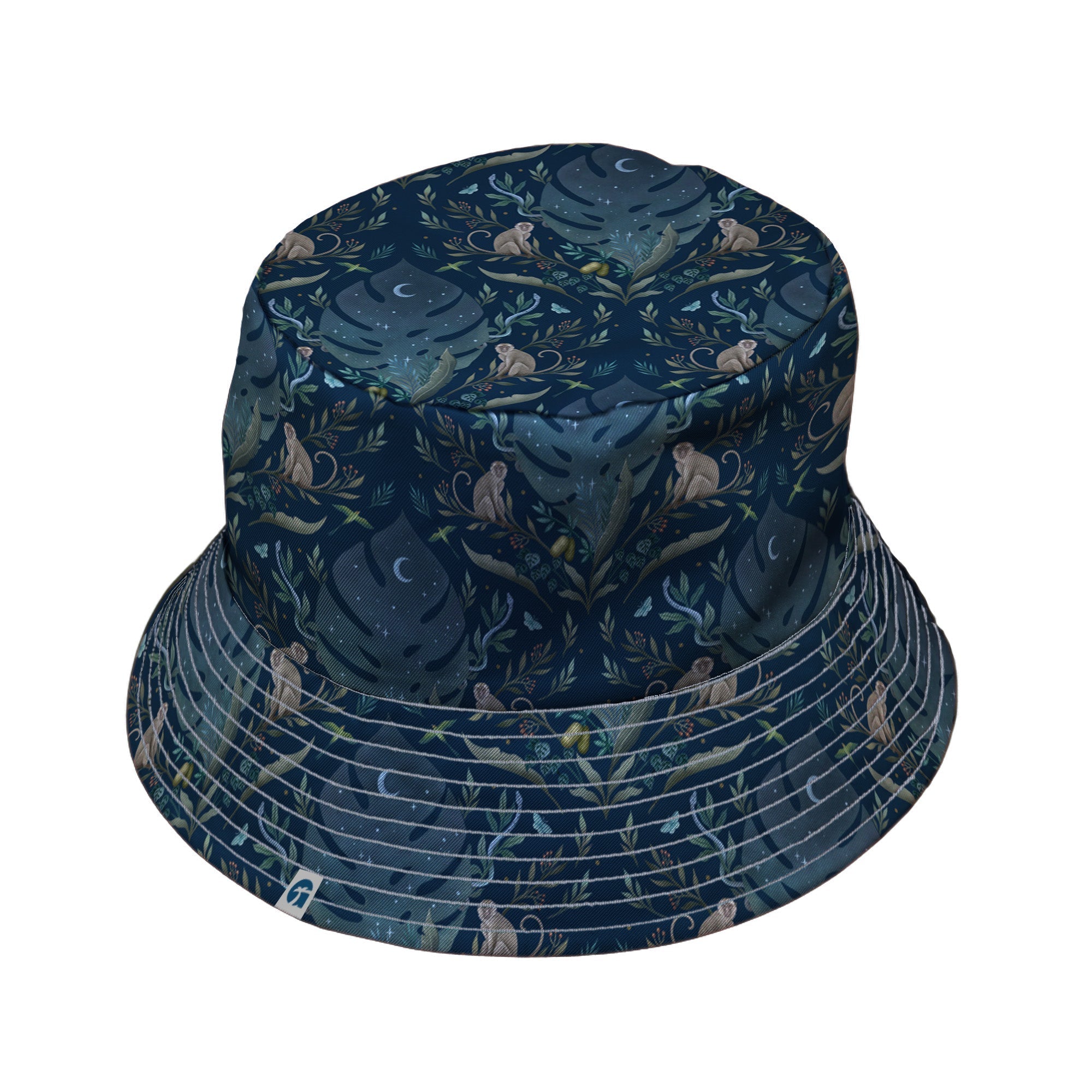 Episodic Tropical Monkey Bucket Hat - M - Grey Stitching - -