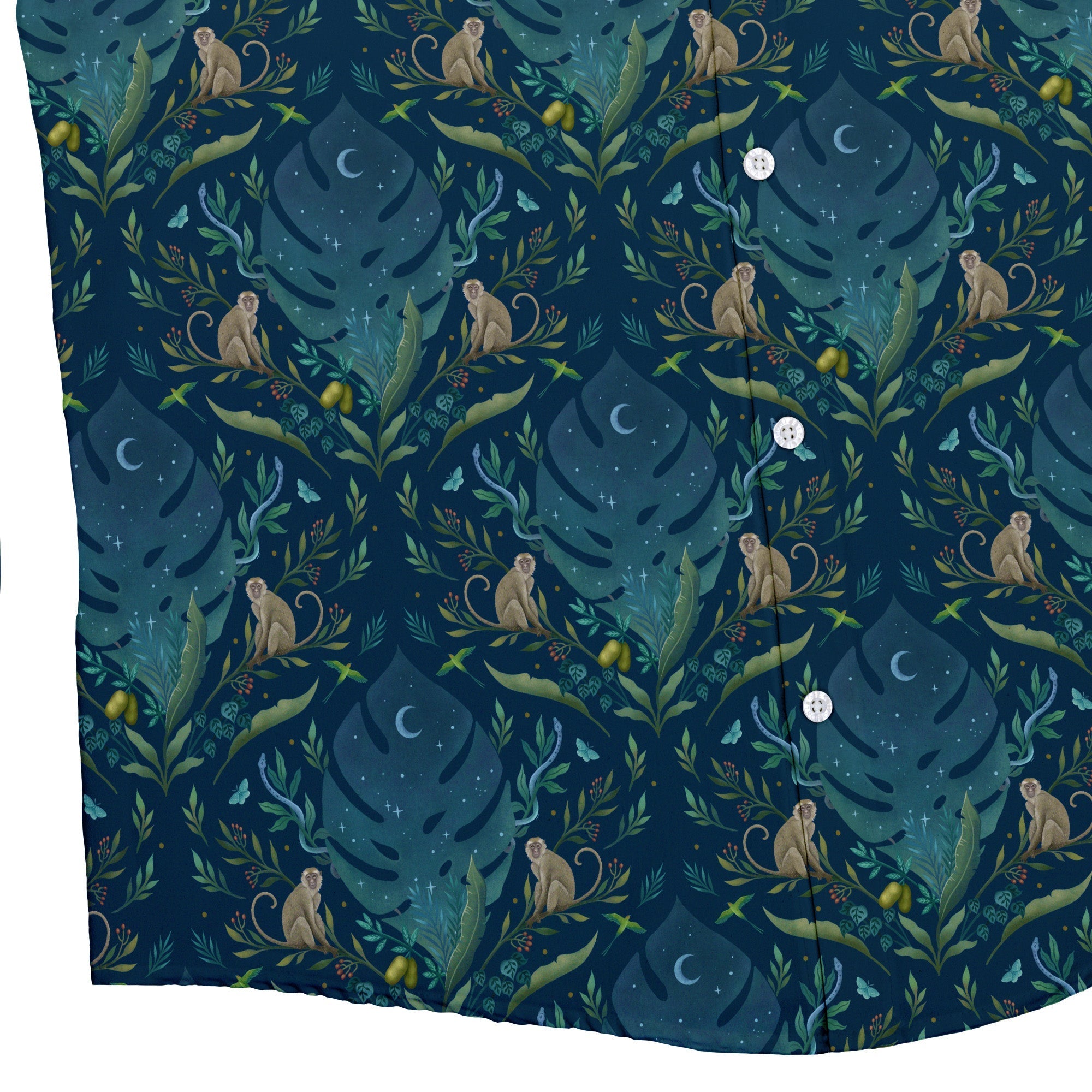 Episodic Tropical Monkey Button Up Shirt - XS - Hawaiian Shirt - No Pocket -